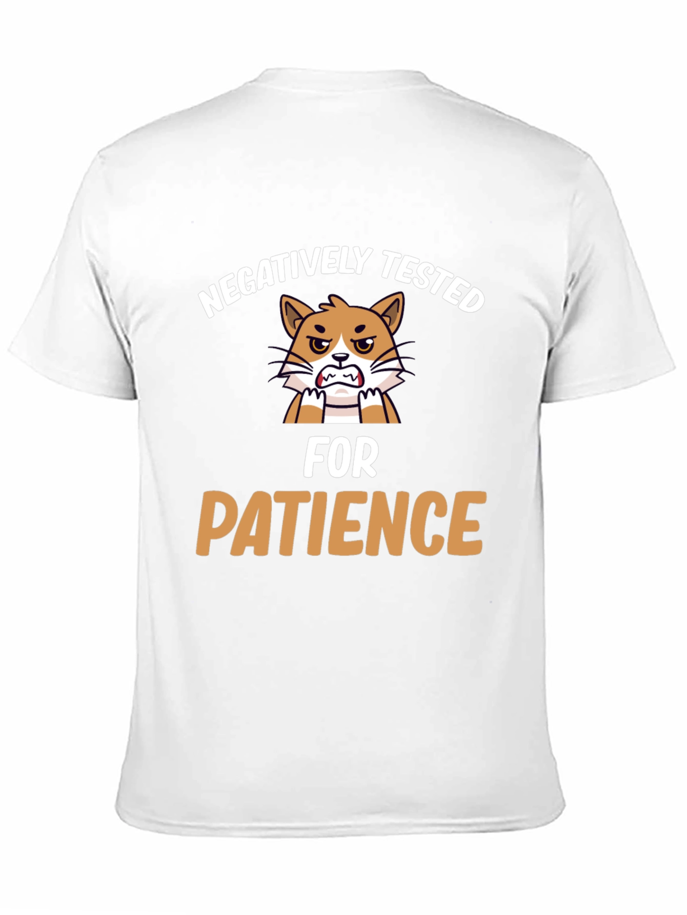 Funny Negatively Tested for Patience Cat Graphic T-Shirt