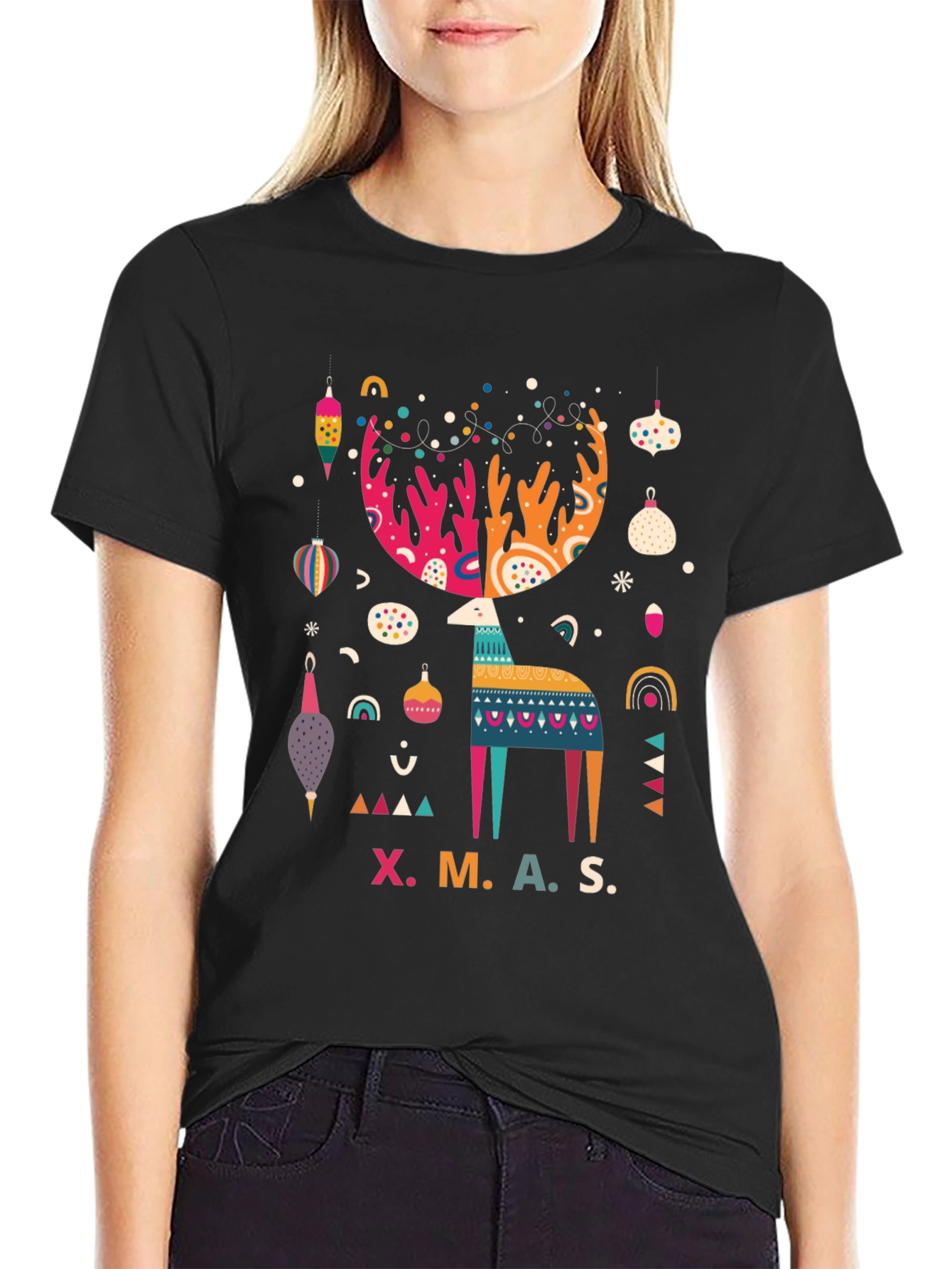 Festive XMAS Reindeer Graphic T-Shirt