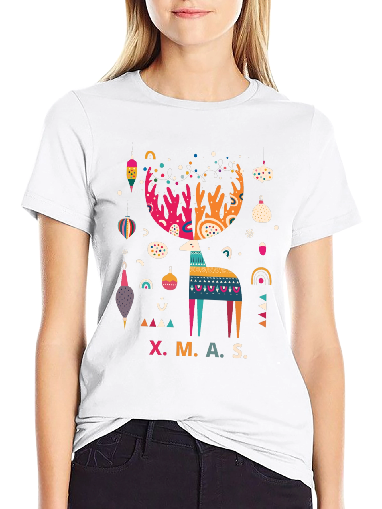 Festive XMAS Reindeer Graphic T-Shirt