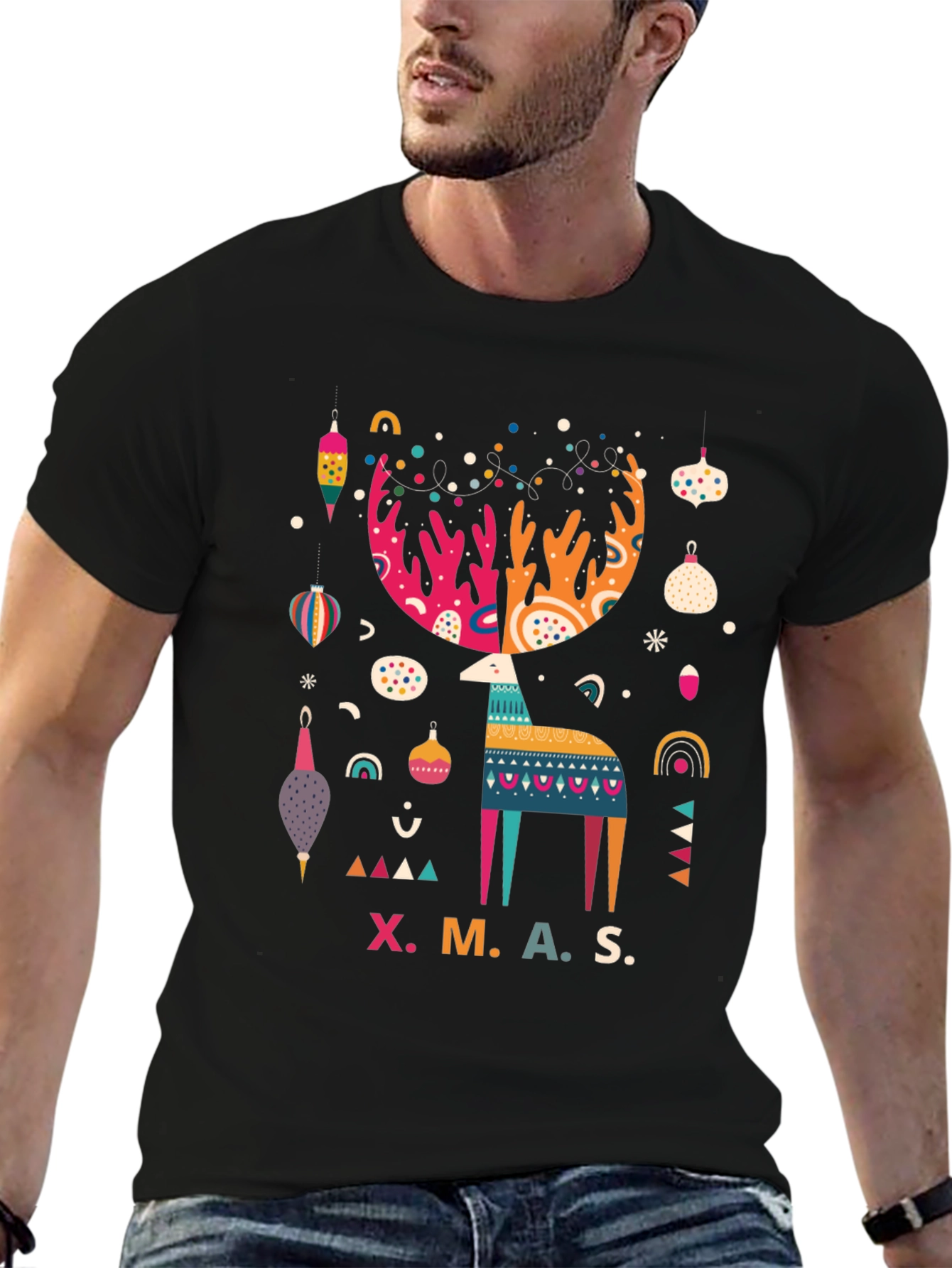 Festive XMAS Reindeer Graphic T-Shirt