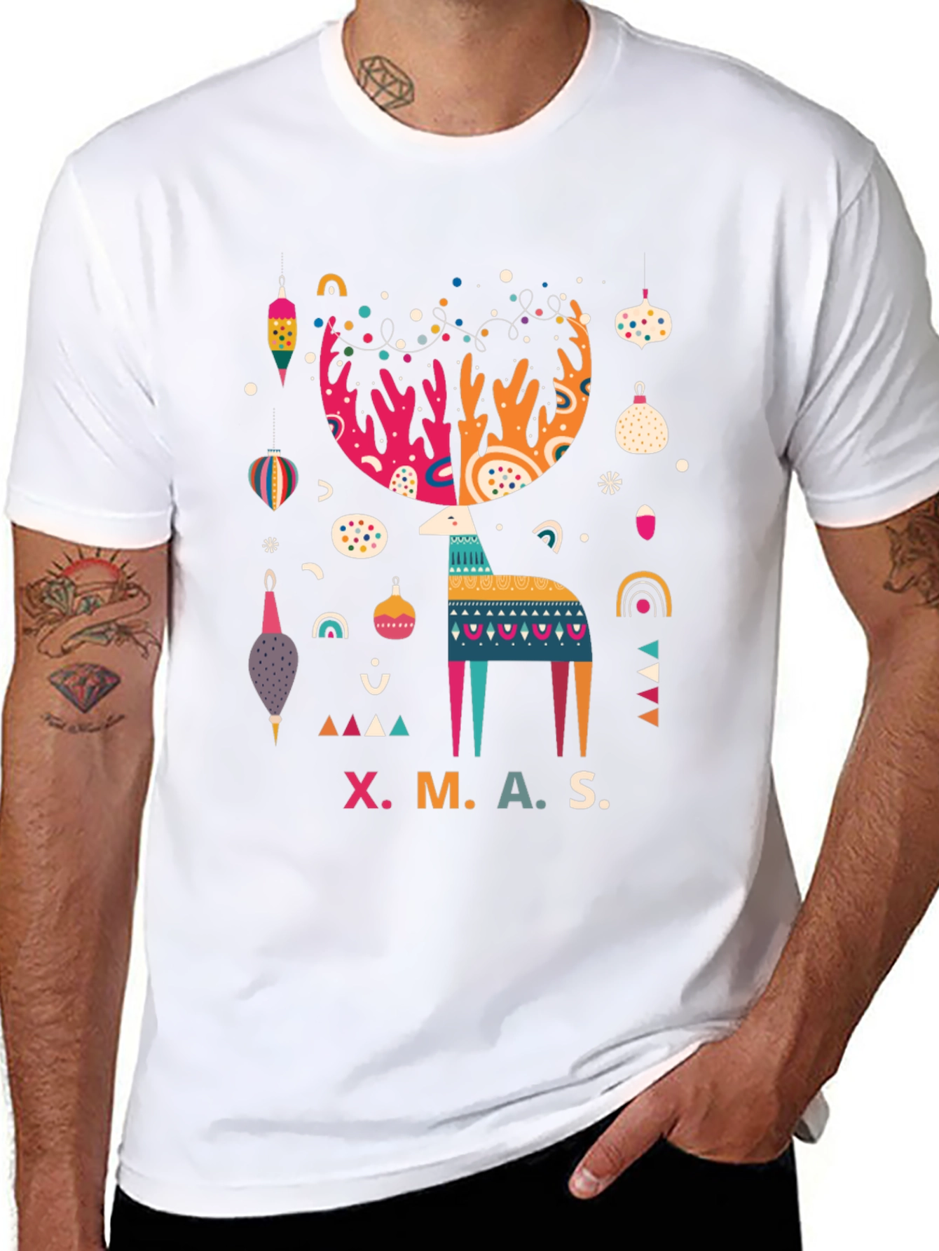 Festive XMAS Reindeer Graphic T-Shirt
