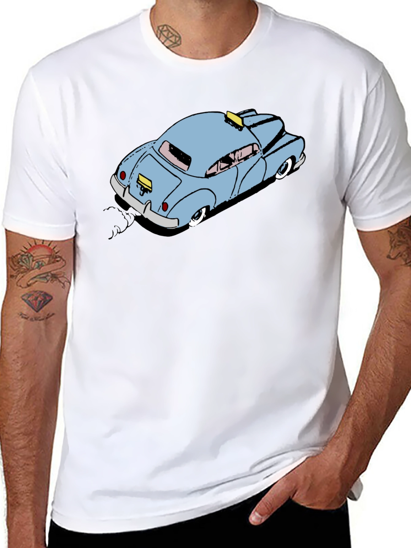 Cartoon Taxi T-Shirt - Black