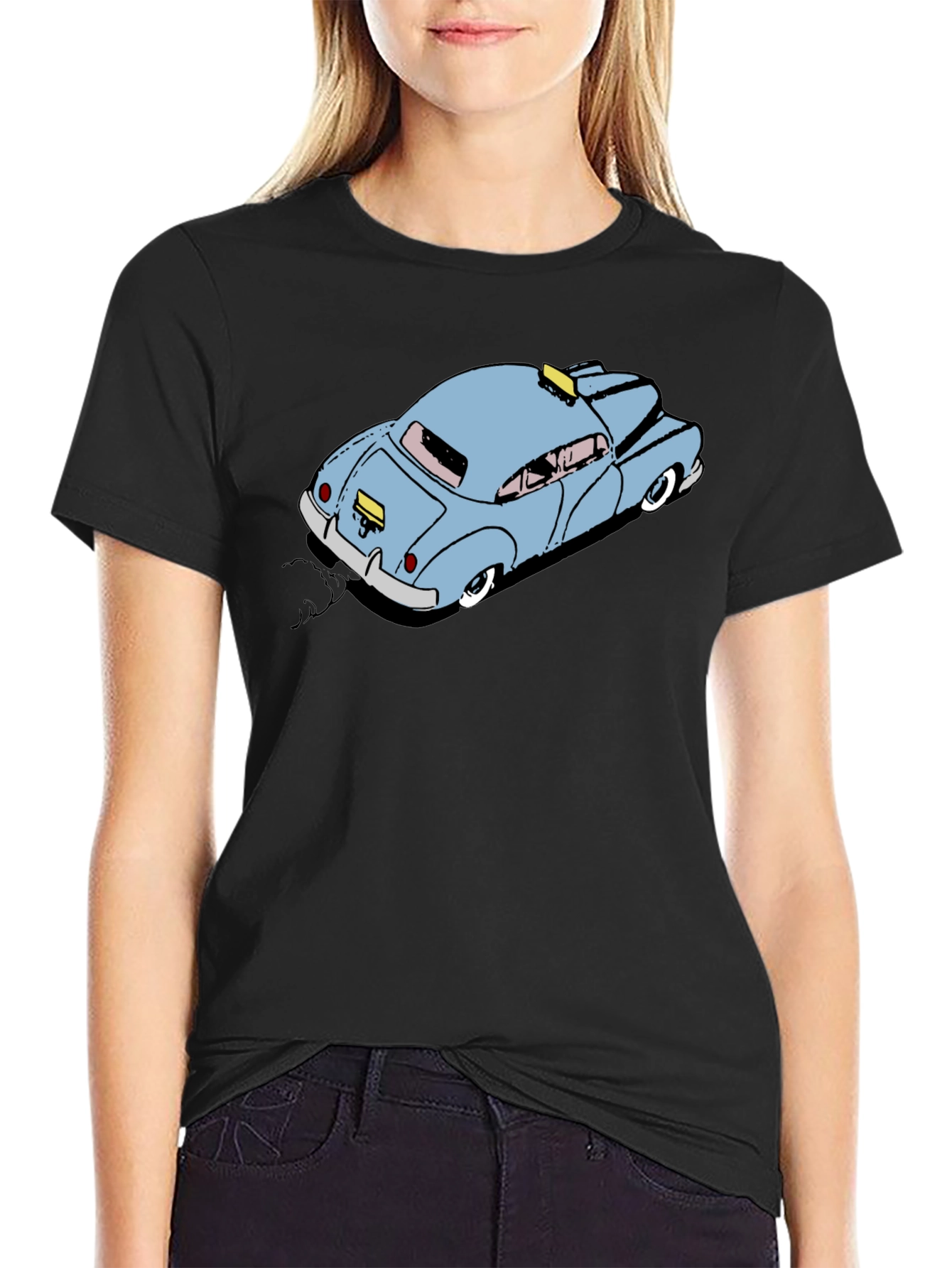 Cartoon Taxi T-Shirt - Black