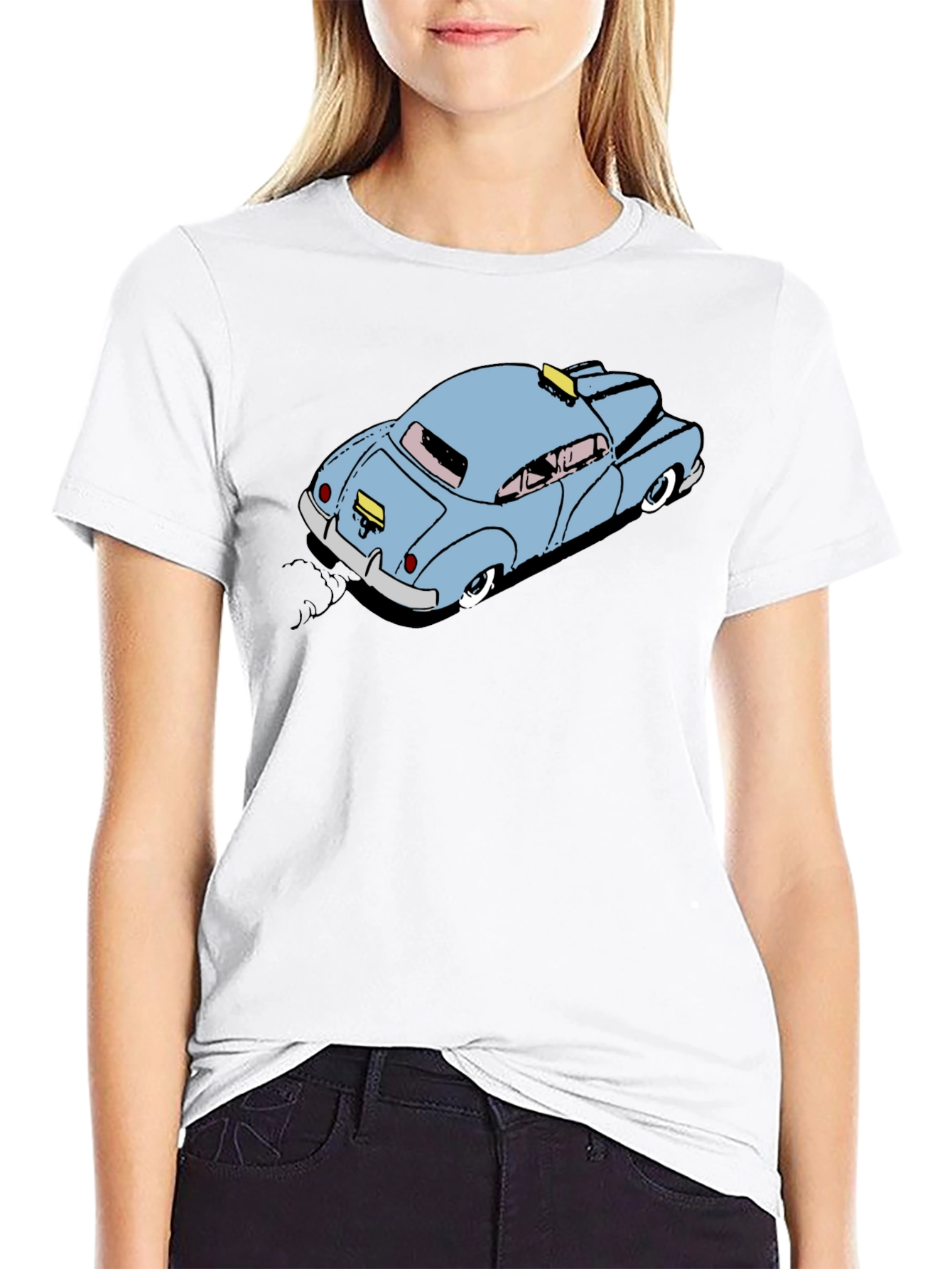 Cartoon Taxi T-Shirt - Black