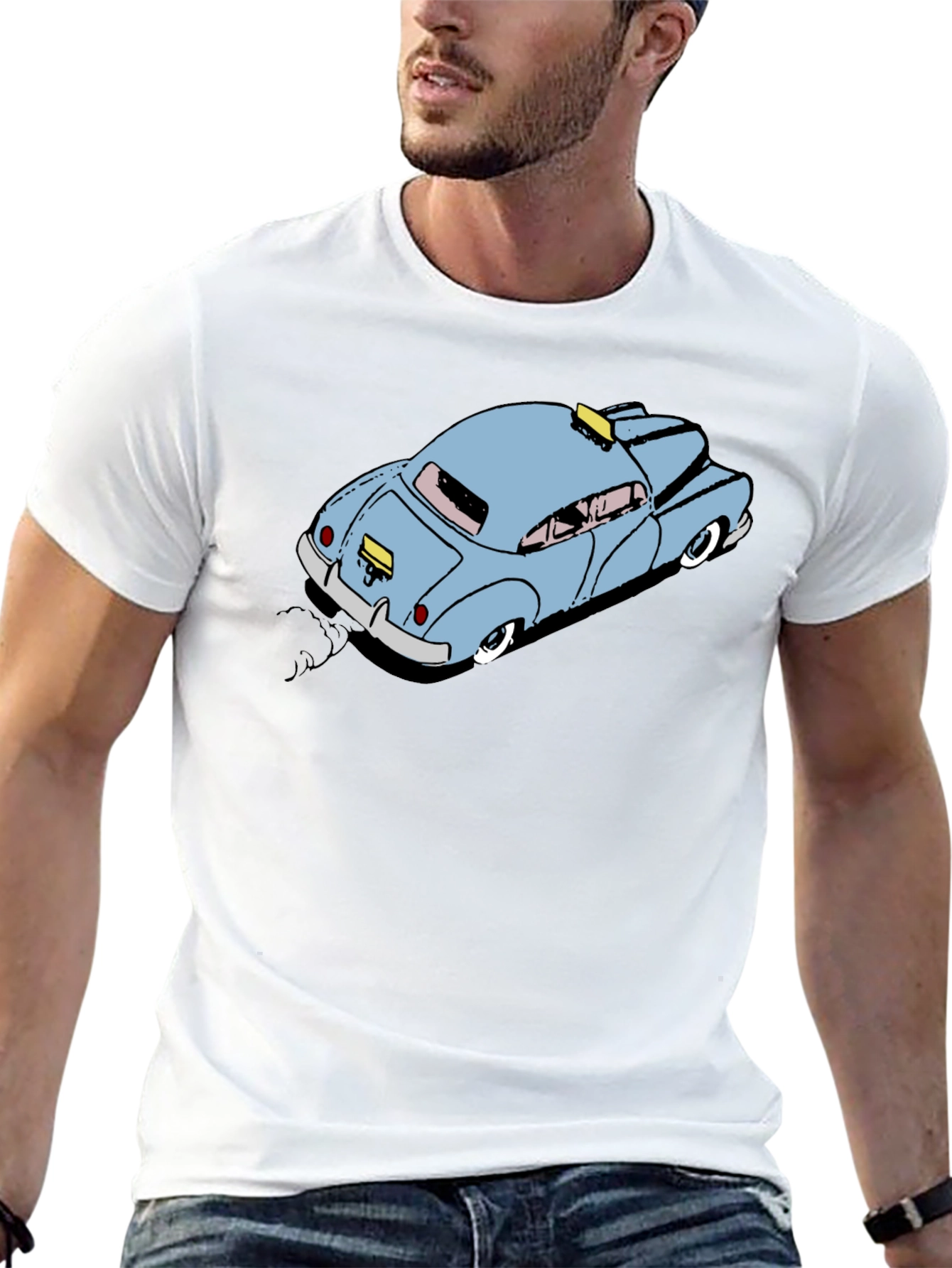 Cartoon Taxi T-Shirt - Black
