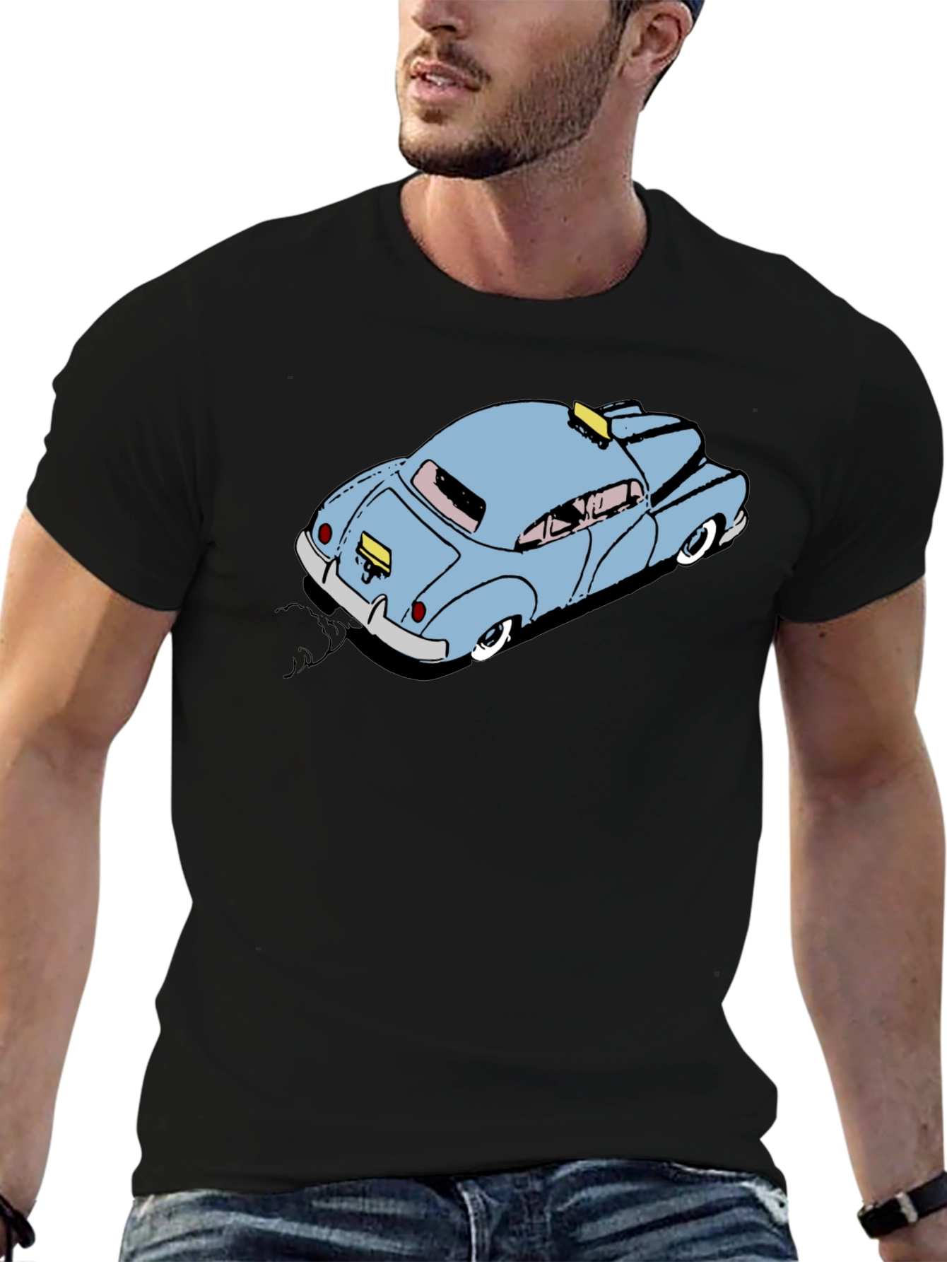 Cartoon Taxi T-Shirt - Black