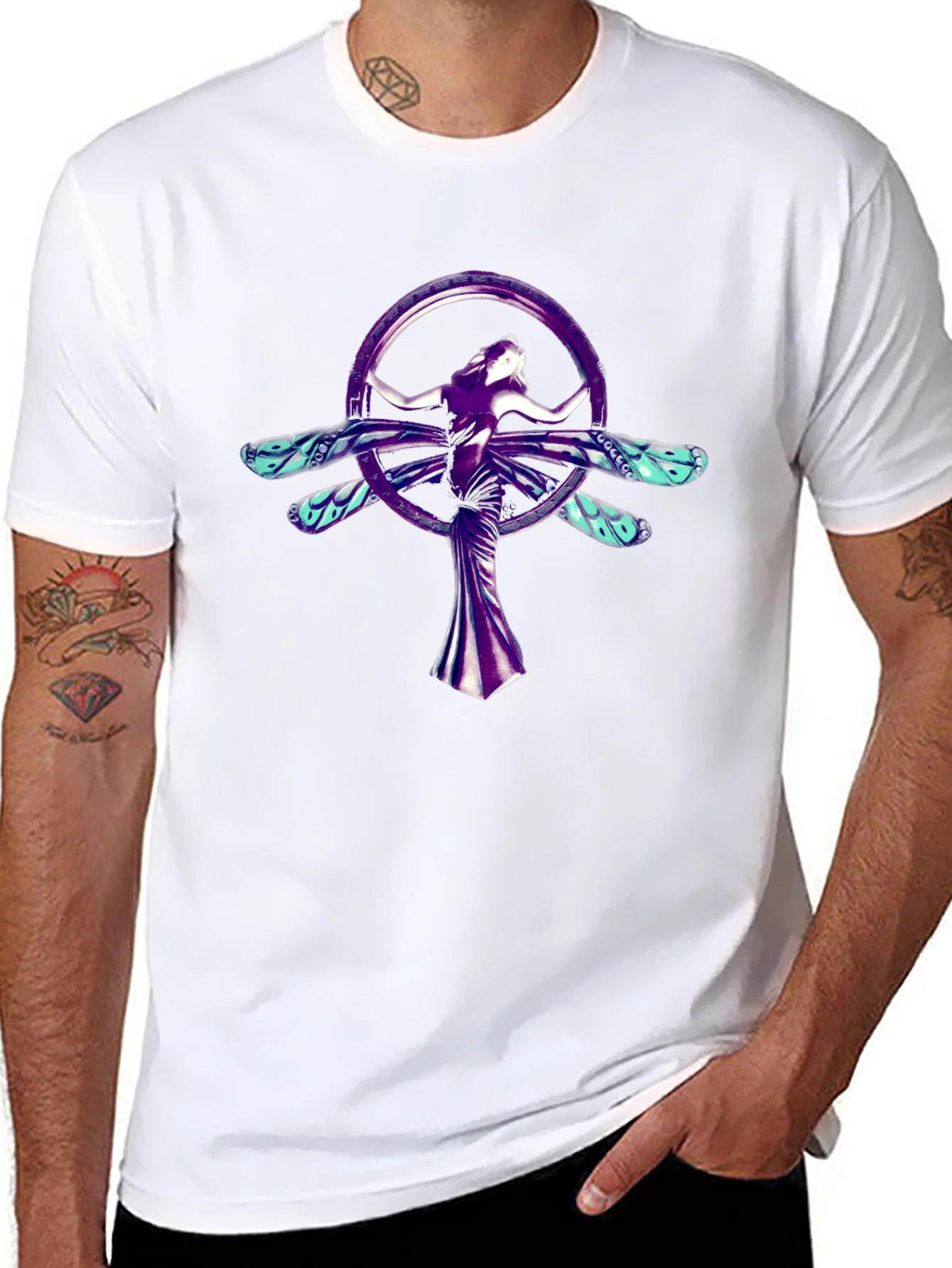 Mystic Dragonfly Woman Graphic Tee - Black