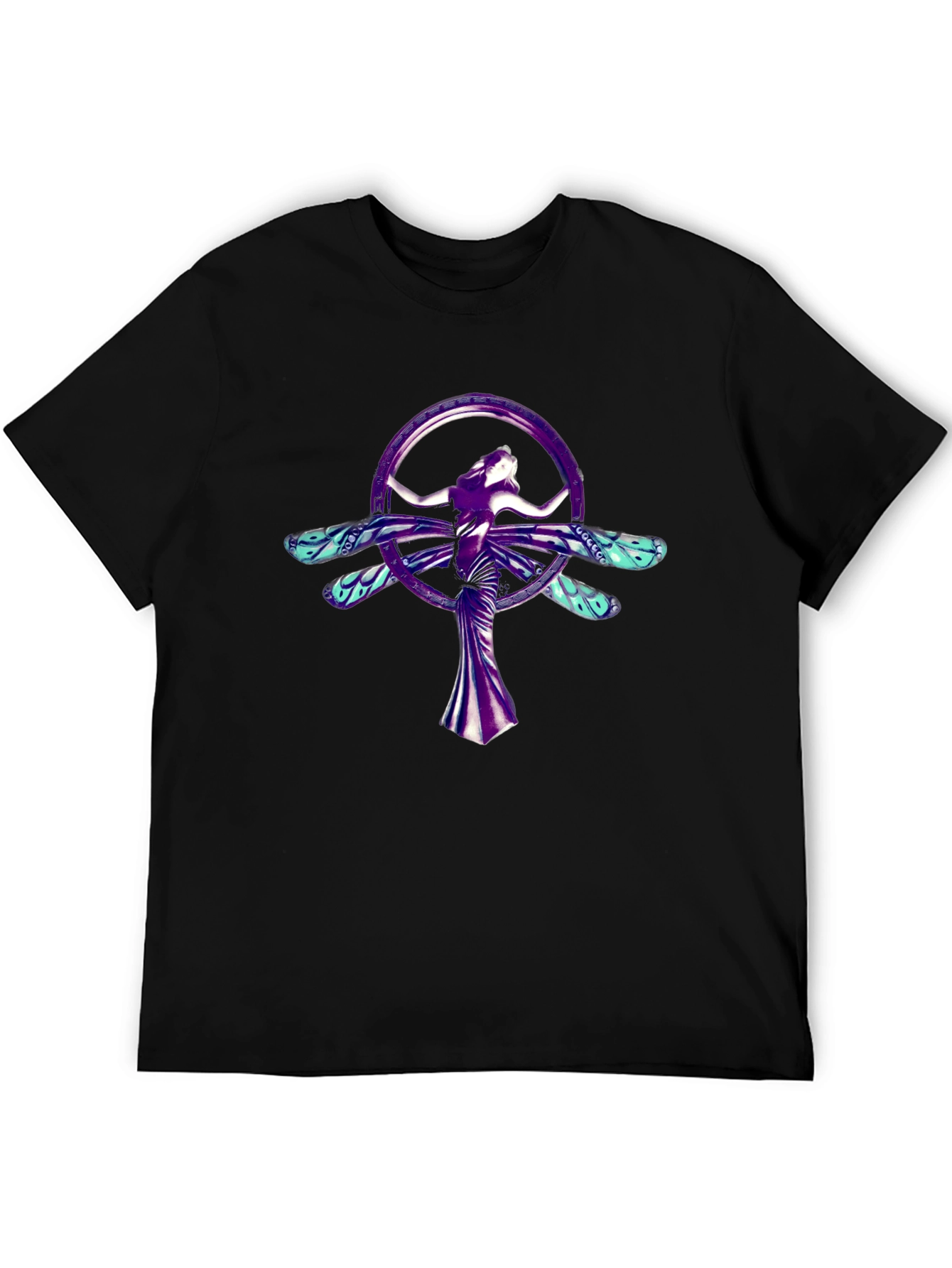 Mystic Dragonfly Woman Graphic Tee - Black