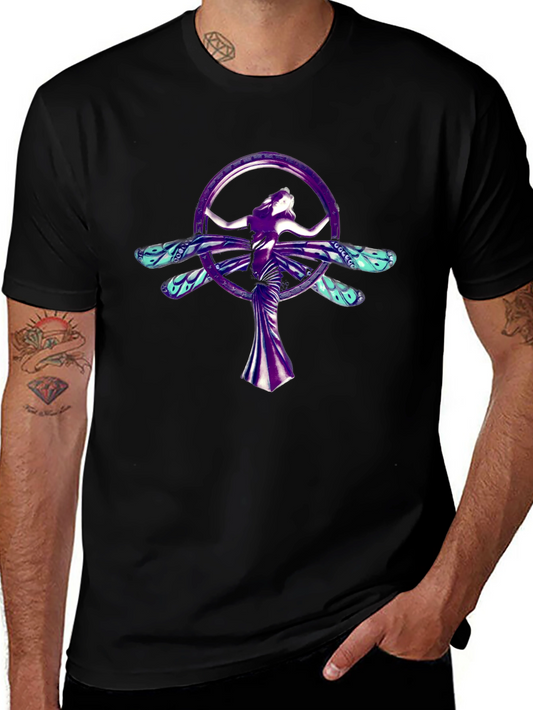 Mystic Dragonfly Woman Graphic Tee - Black