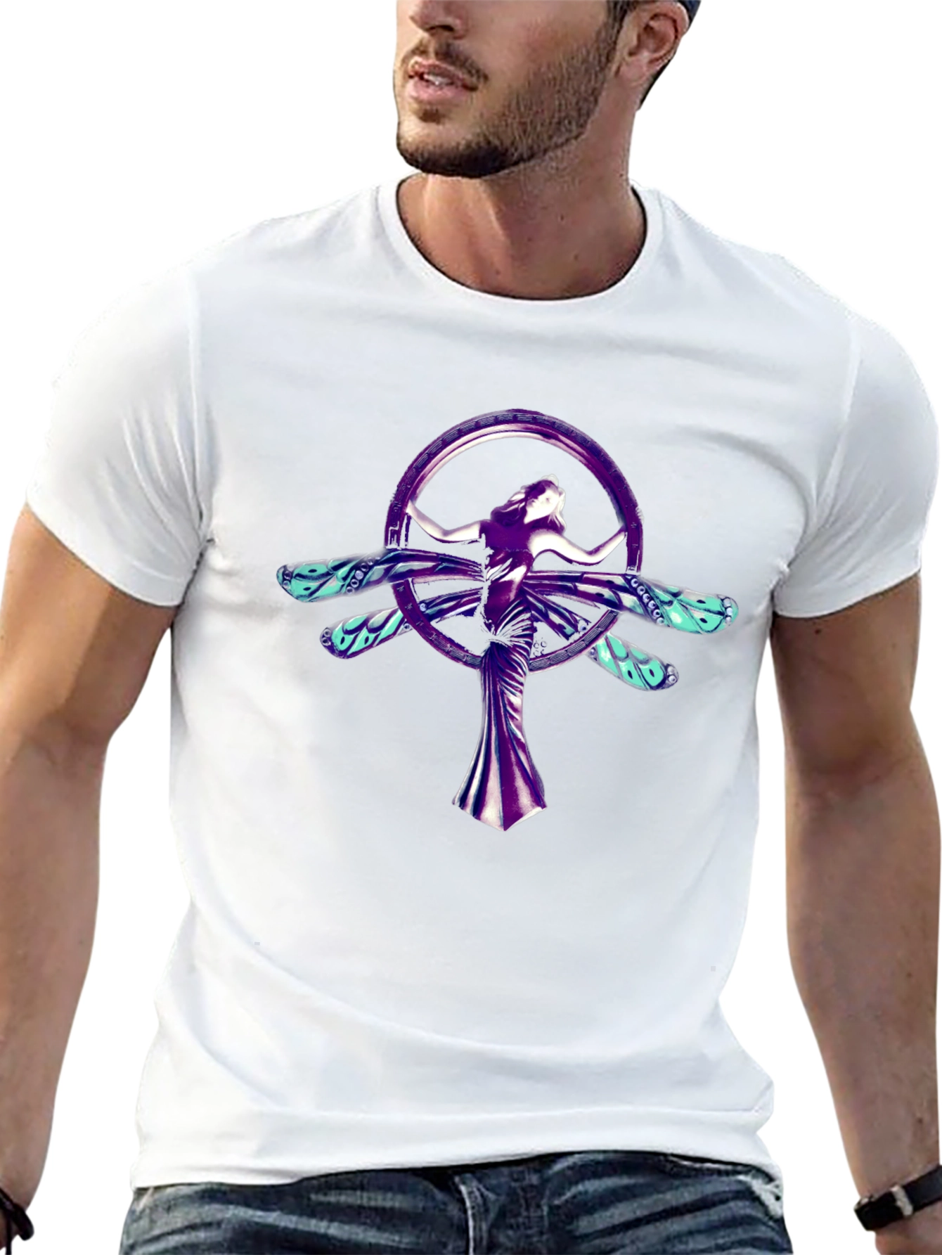 Mystic Dragonfly Woman Graphic Tee - Black