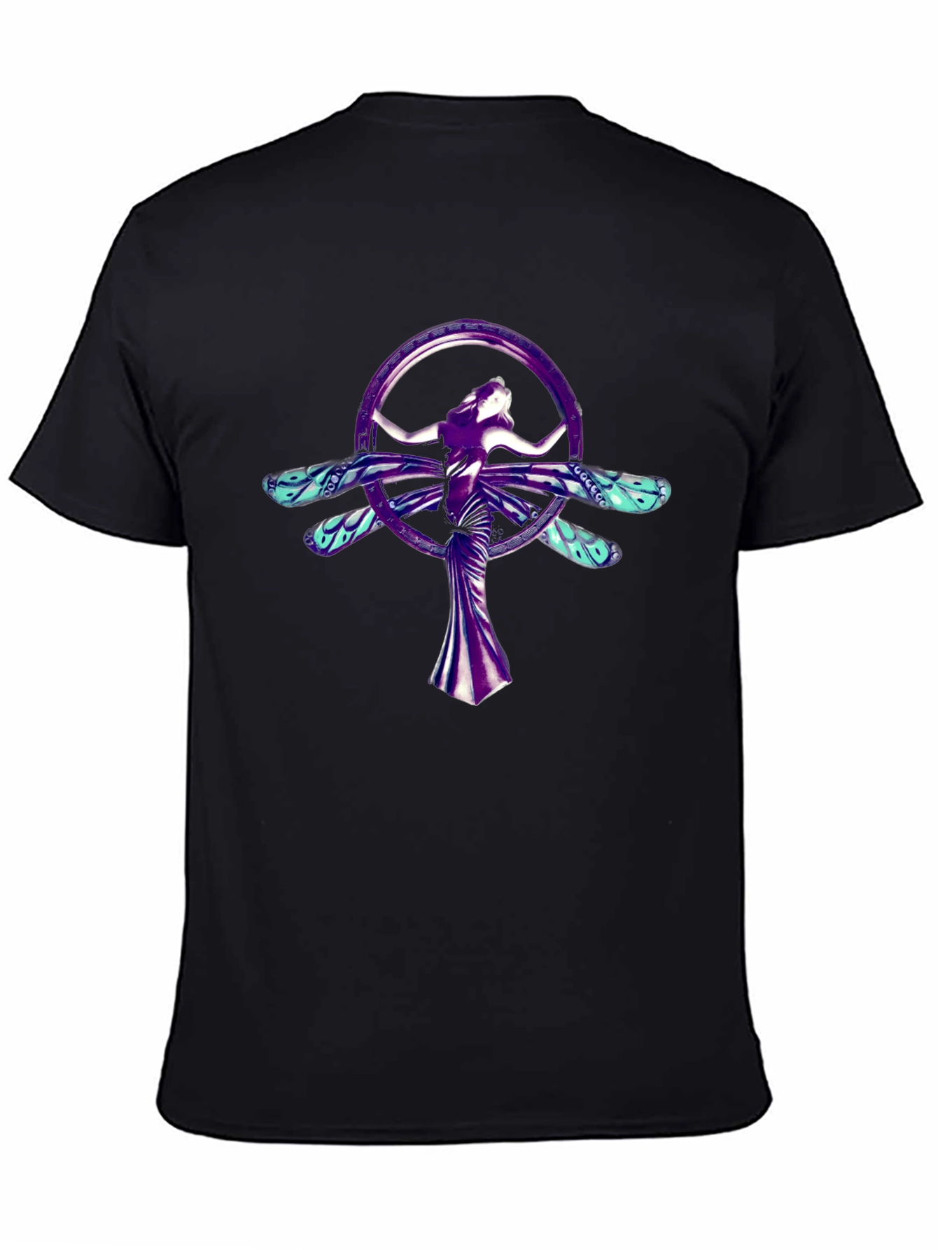 Mystic Dragonfly Woman Graphic Tee - Black