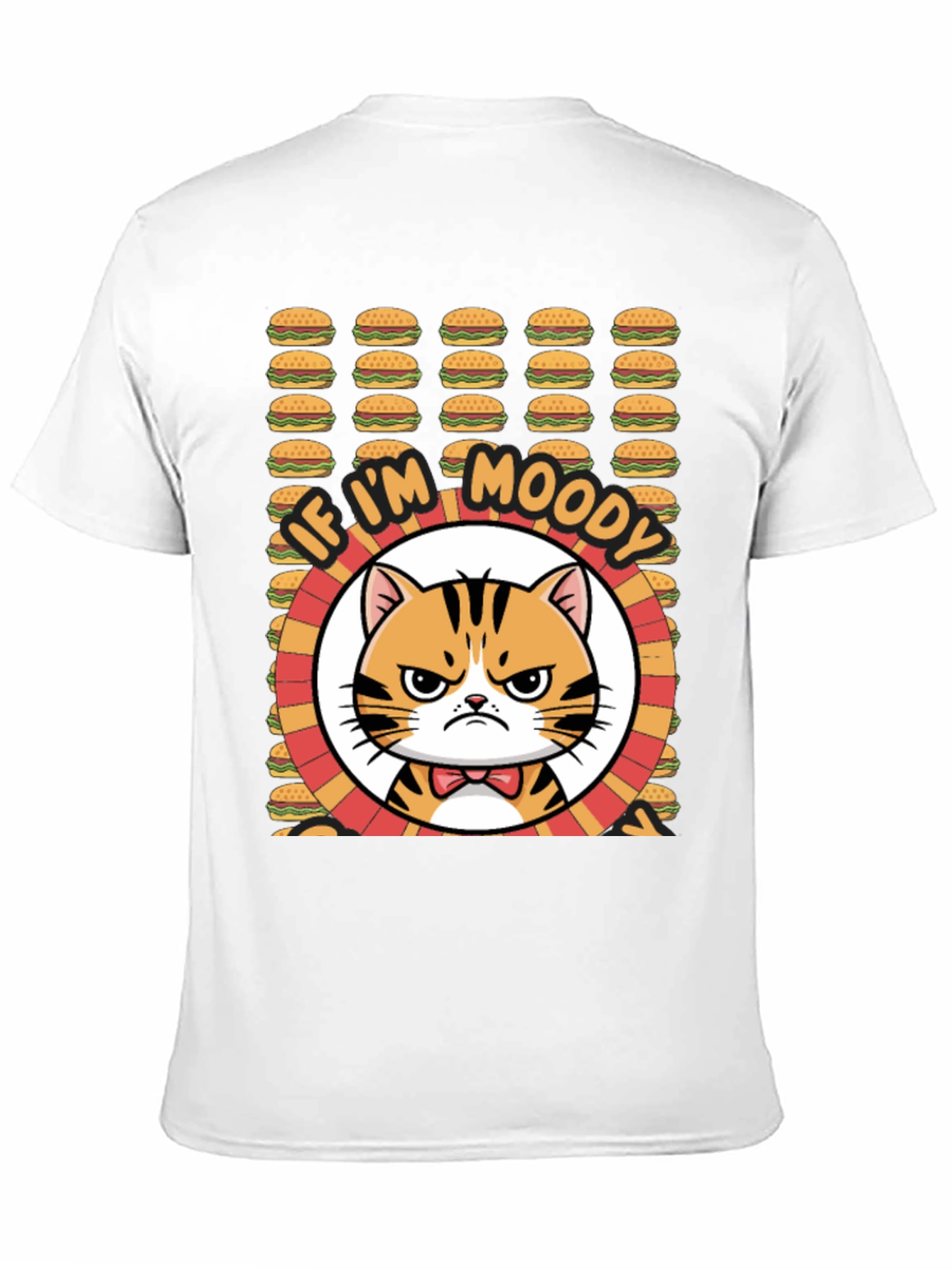Moody Cat Burger T-Shirt - Funny Graphic Tee