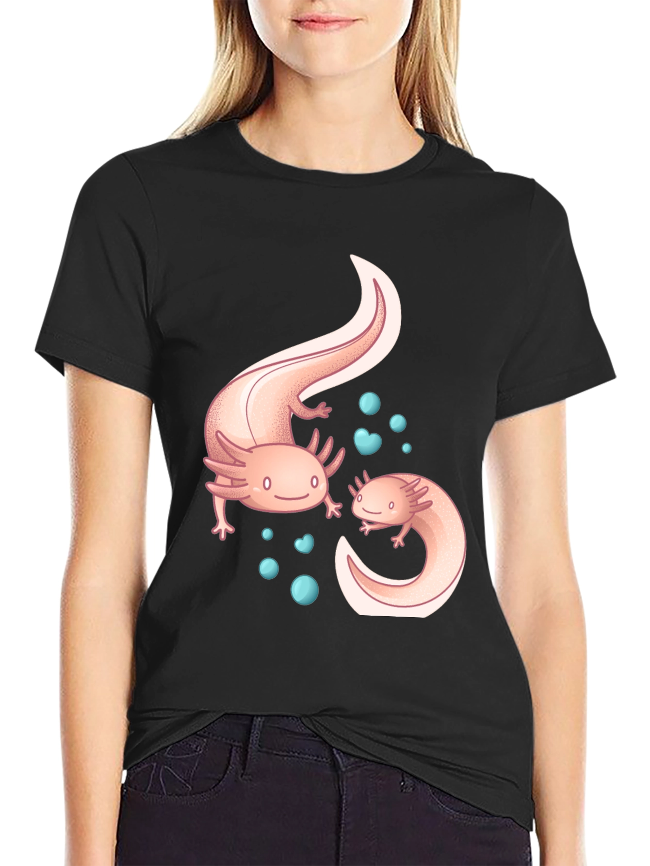 Axolotl Graphic Black T-Shirt