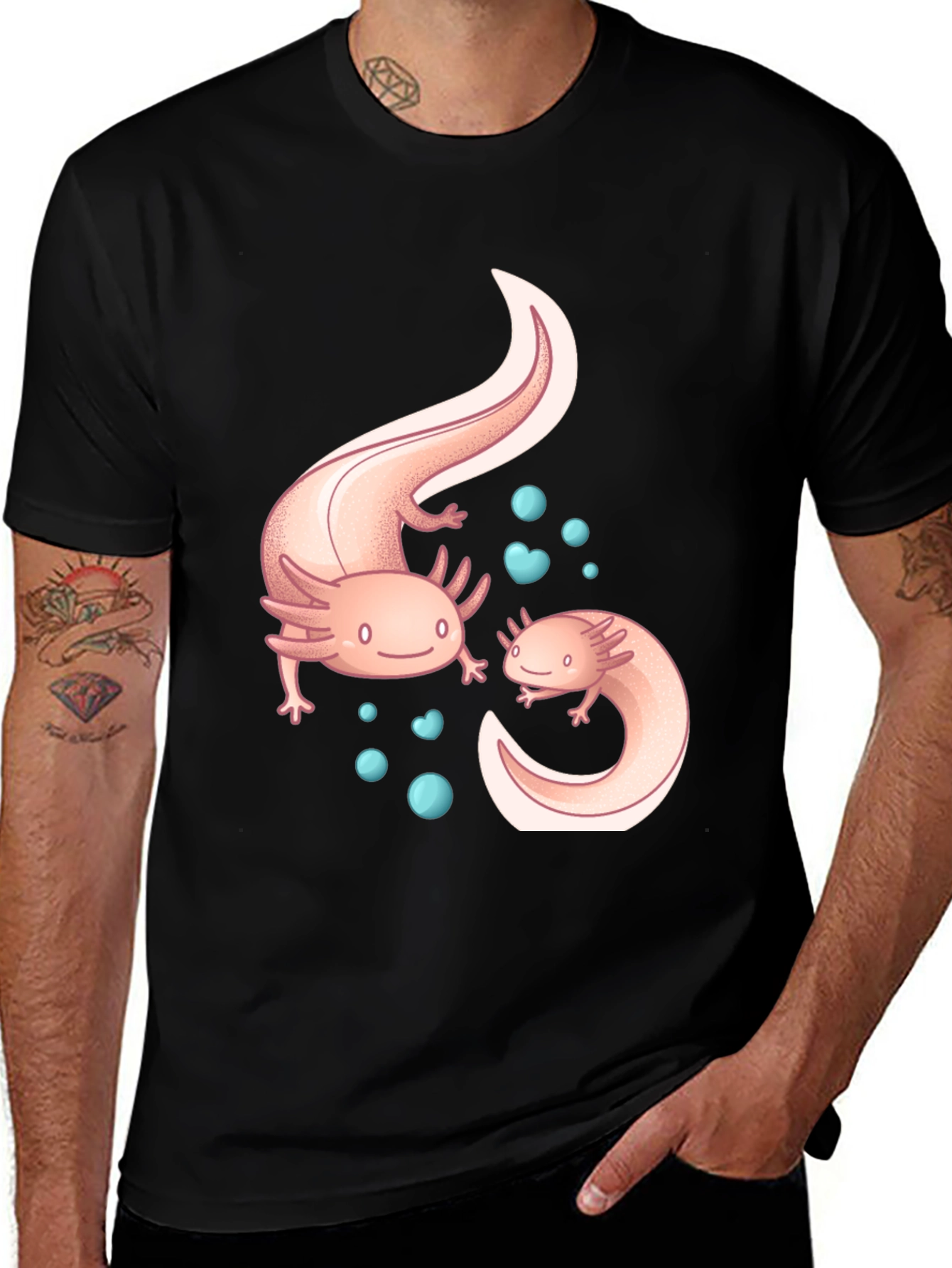 Axolotl Graphic Black T-Shirt