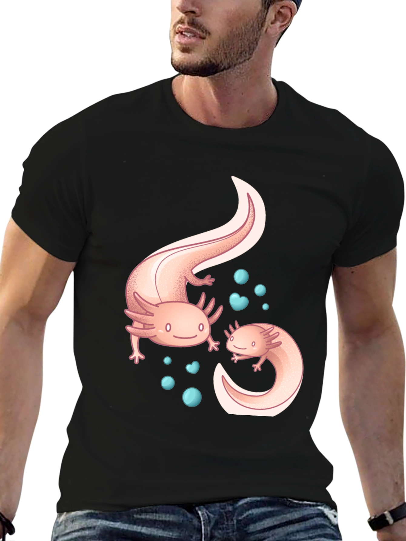 Axolotl Graphic Black T-Shirt