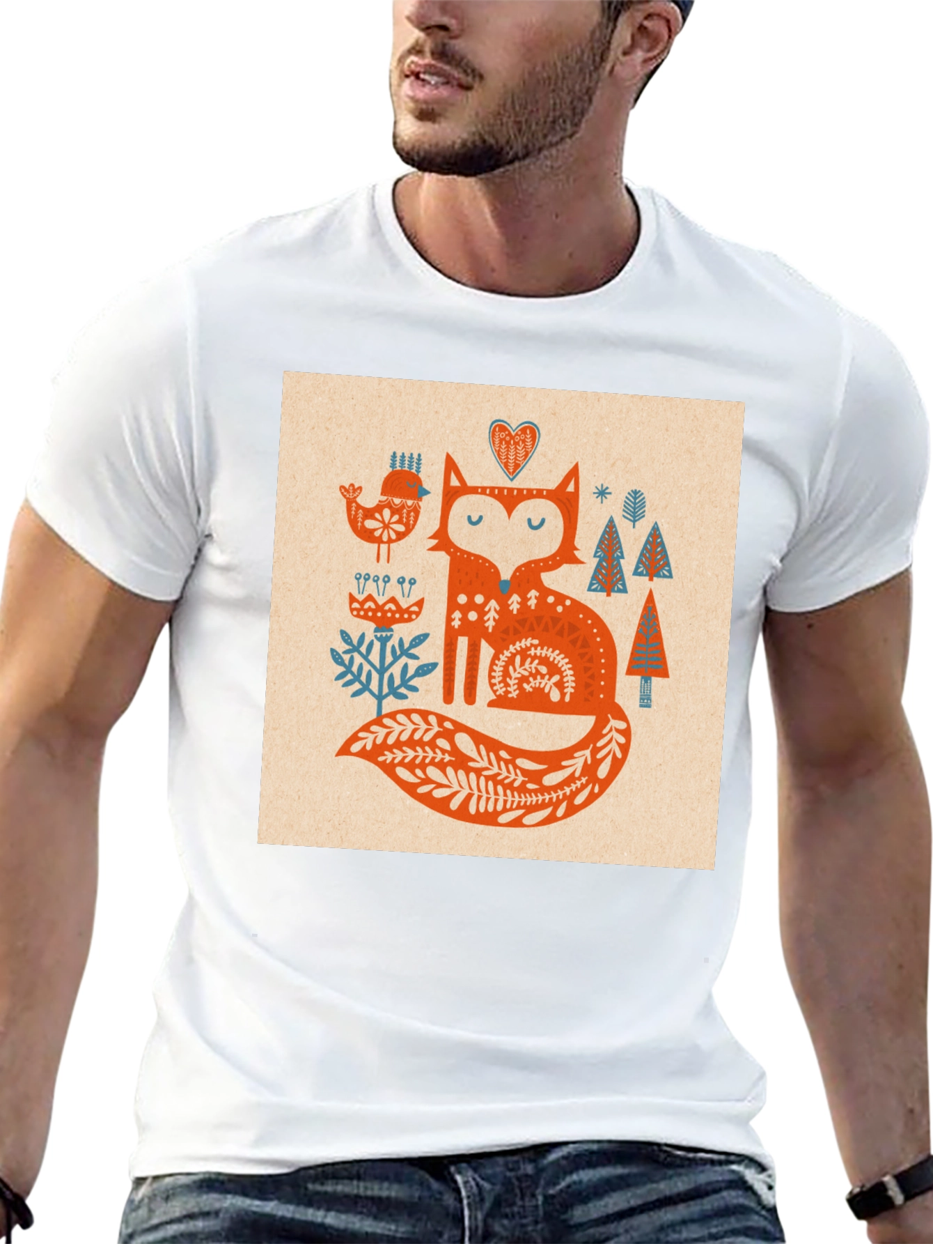 Fox Folk Art Graphic Tee