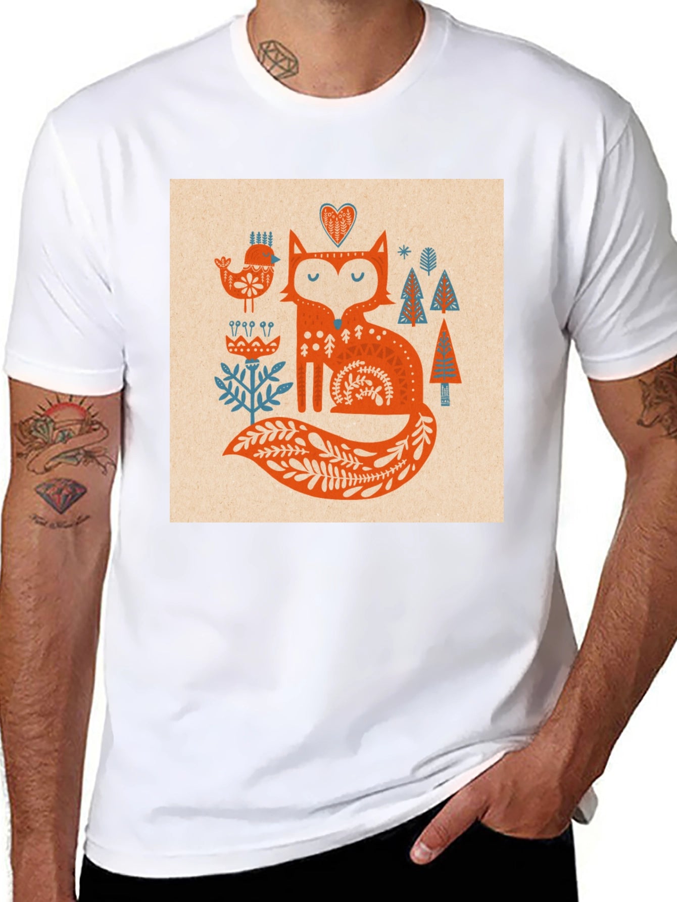 Fox Folk Art Graphic Tee