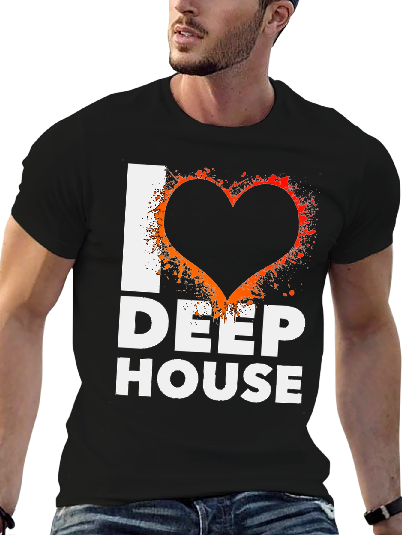 I Love Deep House Black Graphic Tee