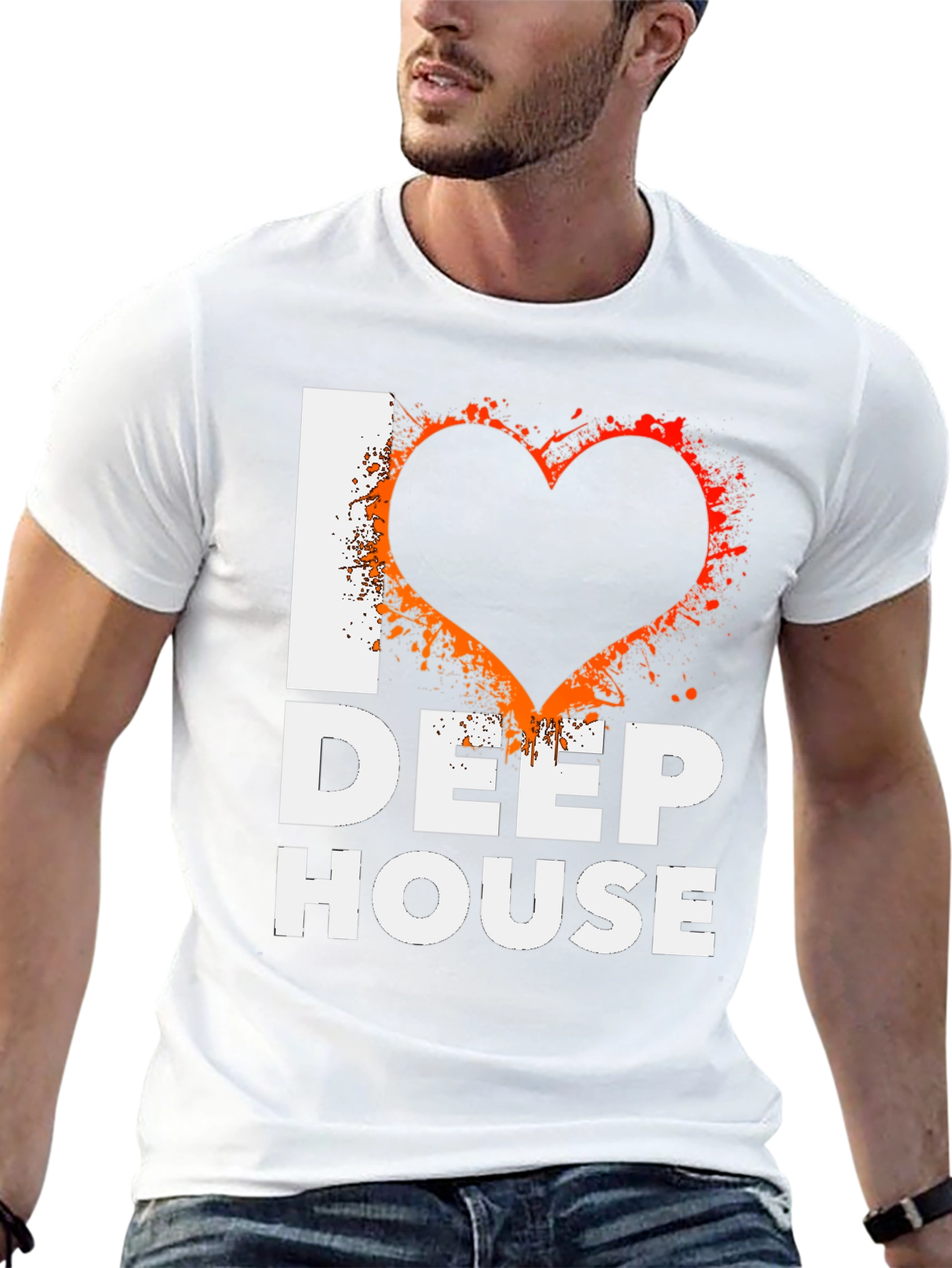 I Love Deep House Black Graphic Tee
