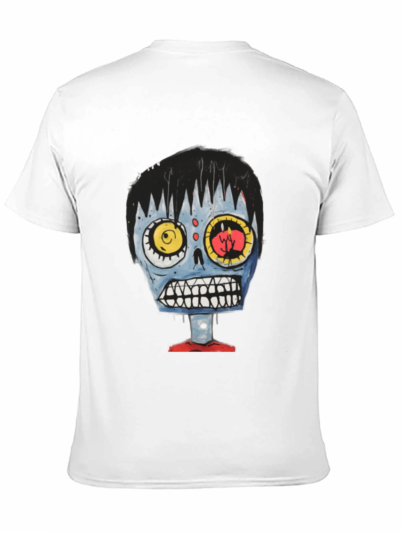 Zombie Cartoon Graphic Tee - Black Cotton T-Shirt