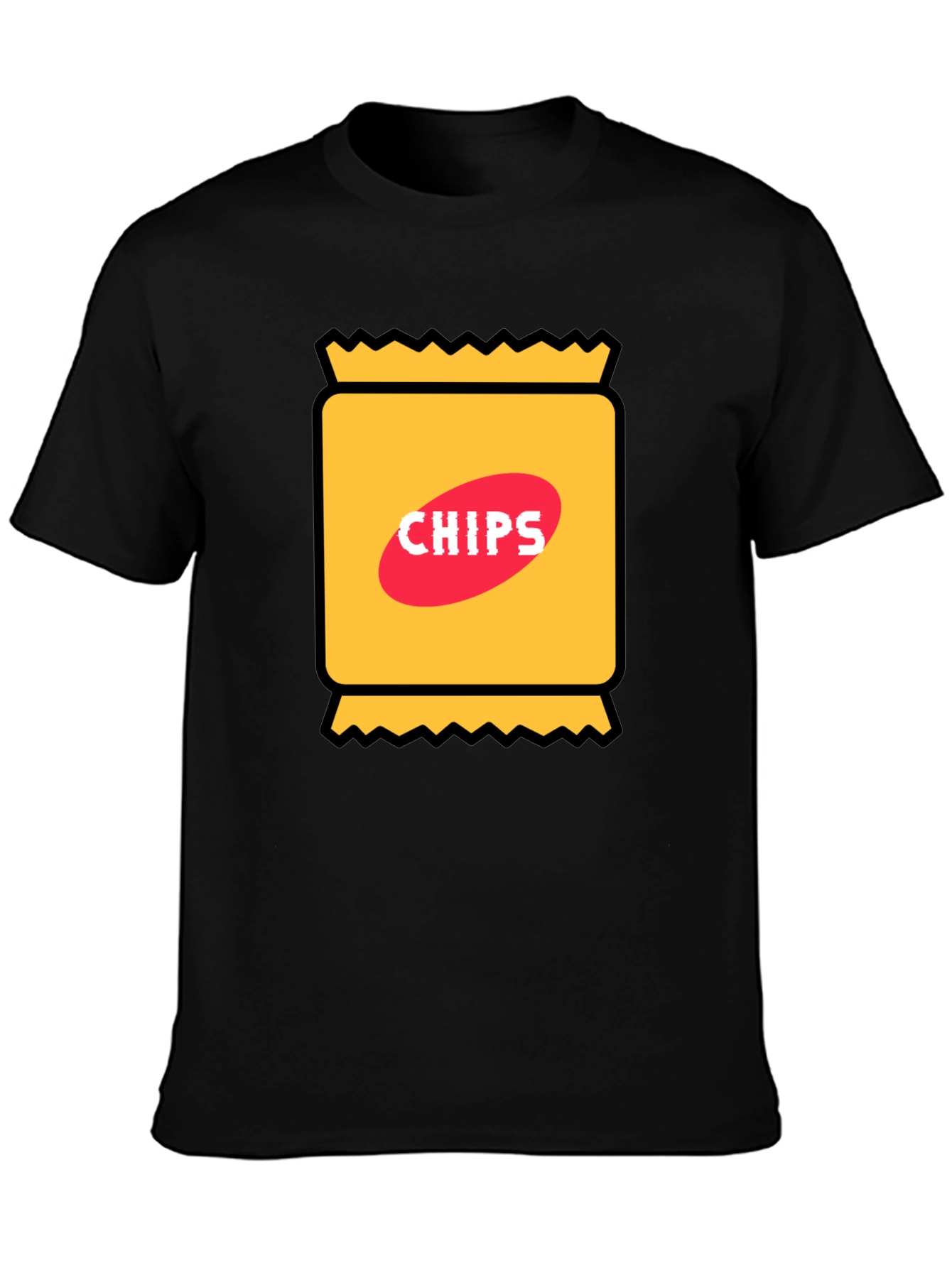 Funny Chips Graphic Black T-Shirt