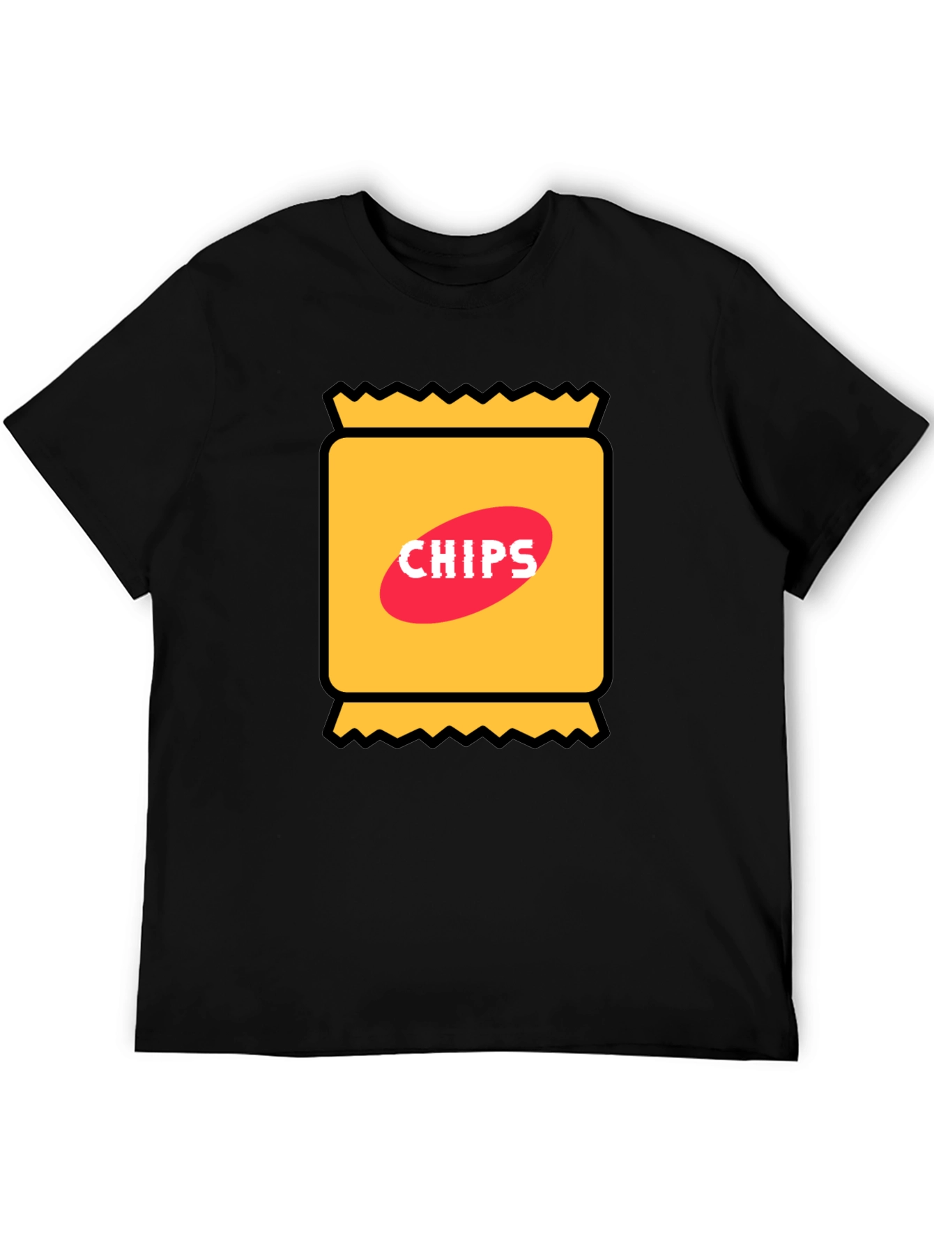 Funny Chips Graphic Black T-Shirt