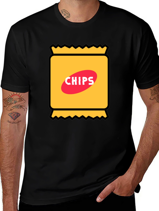 Funny Chips Graphic Black T-Shirt