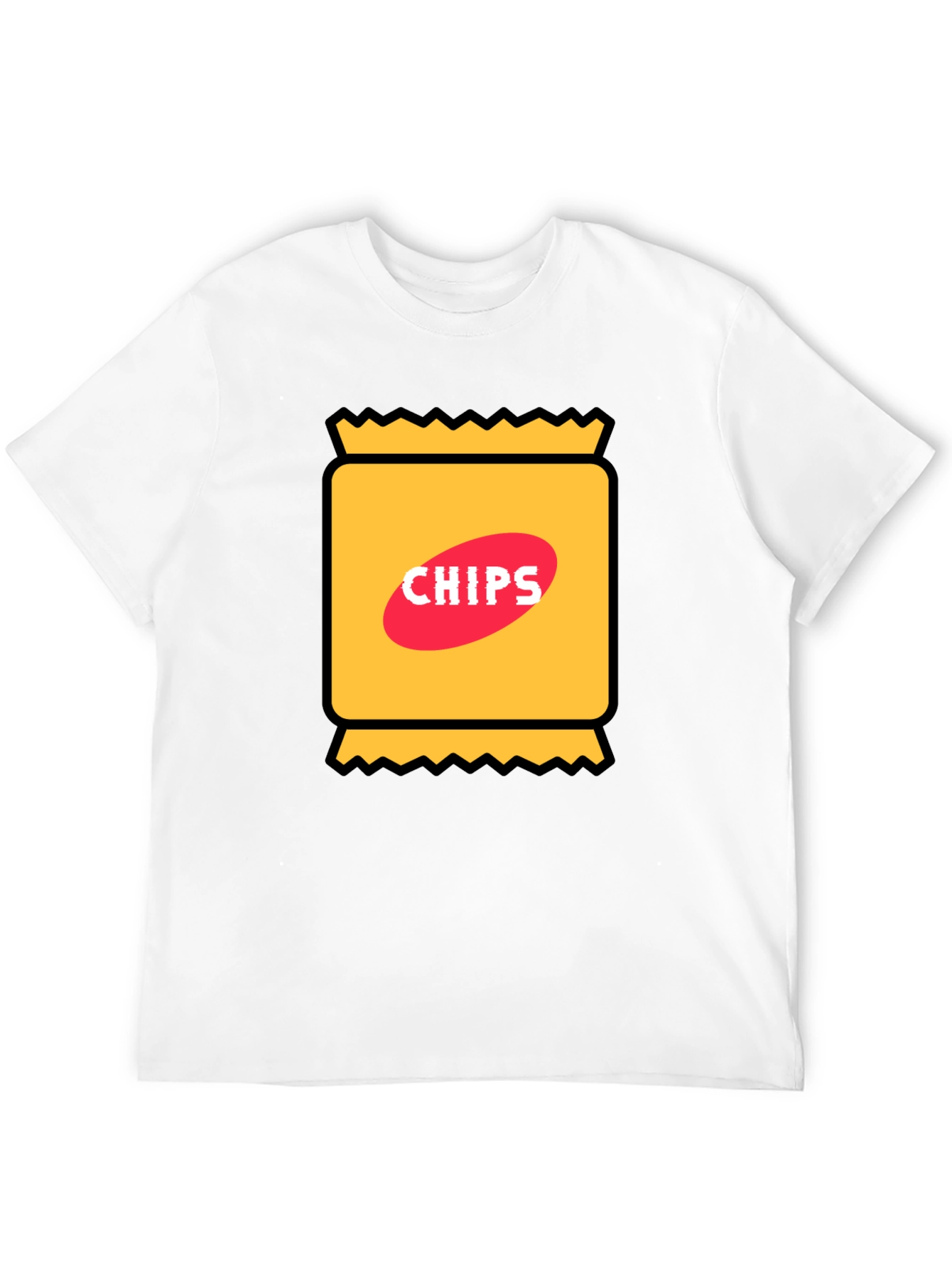 Funny Chips Graphic Black T-Shirt