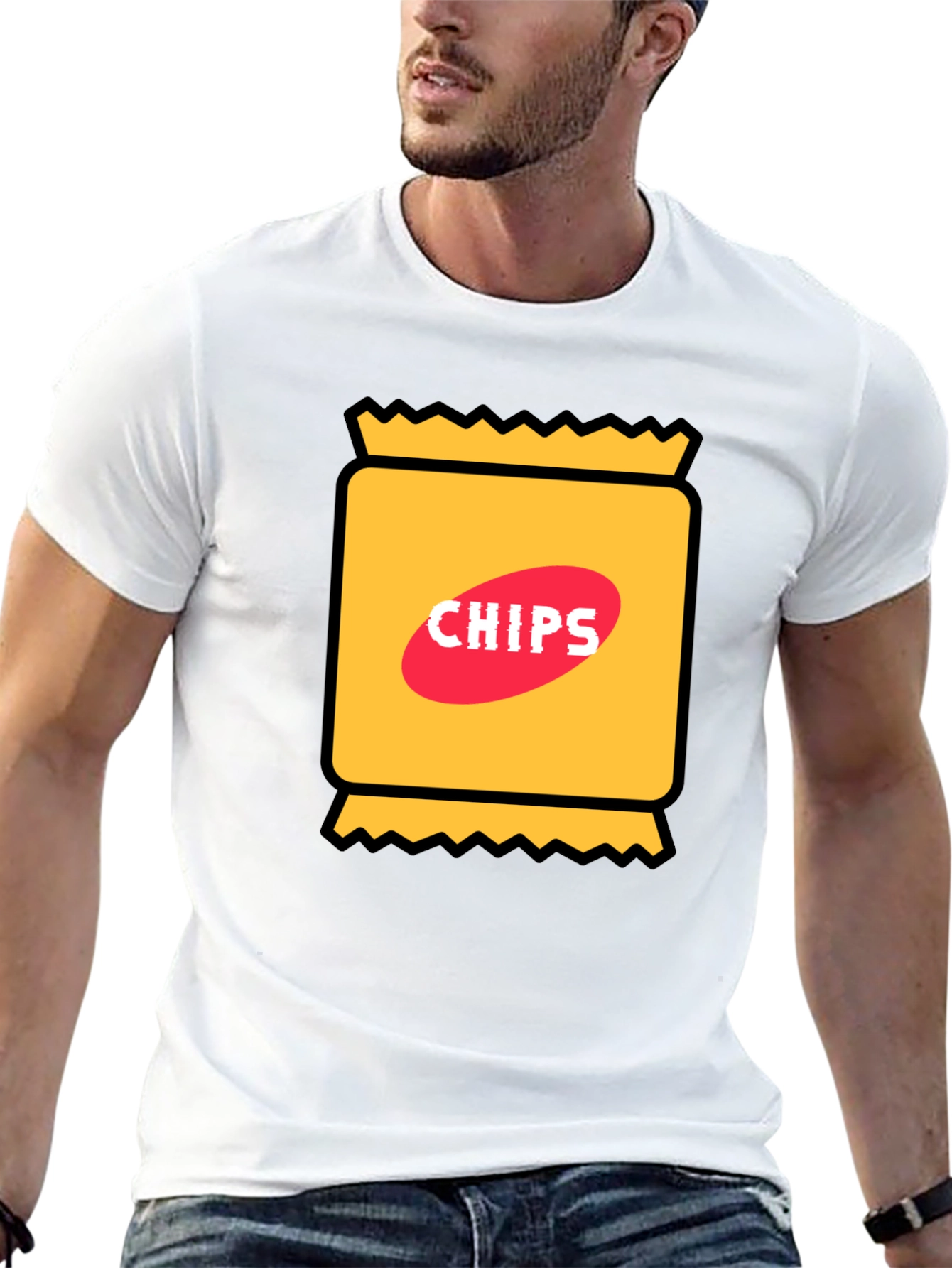 Funny Chips Graphic Black T-Shirt