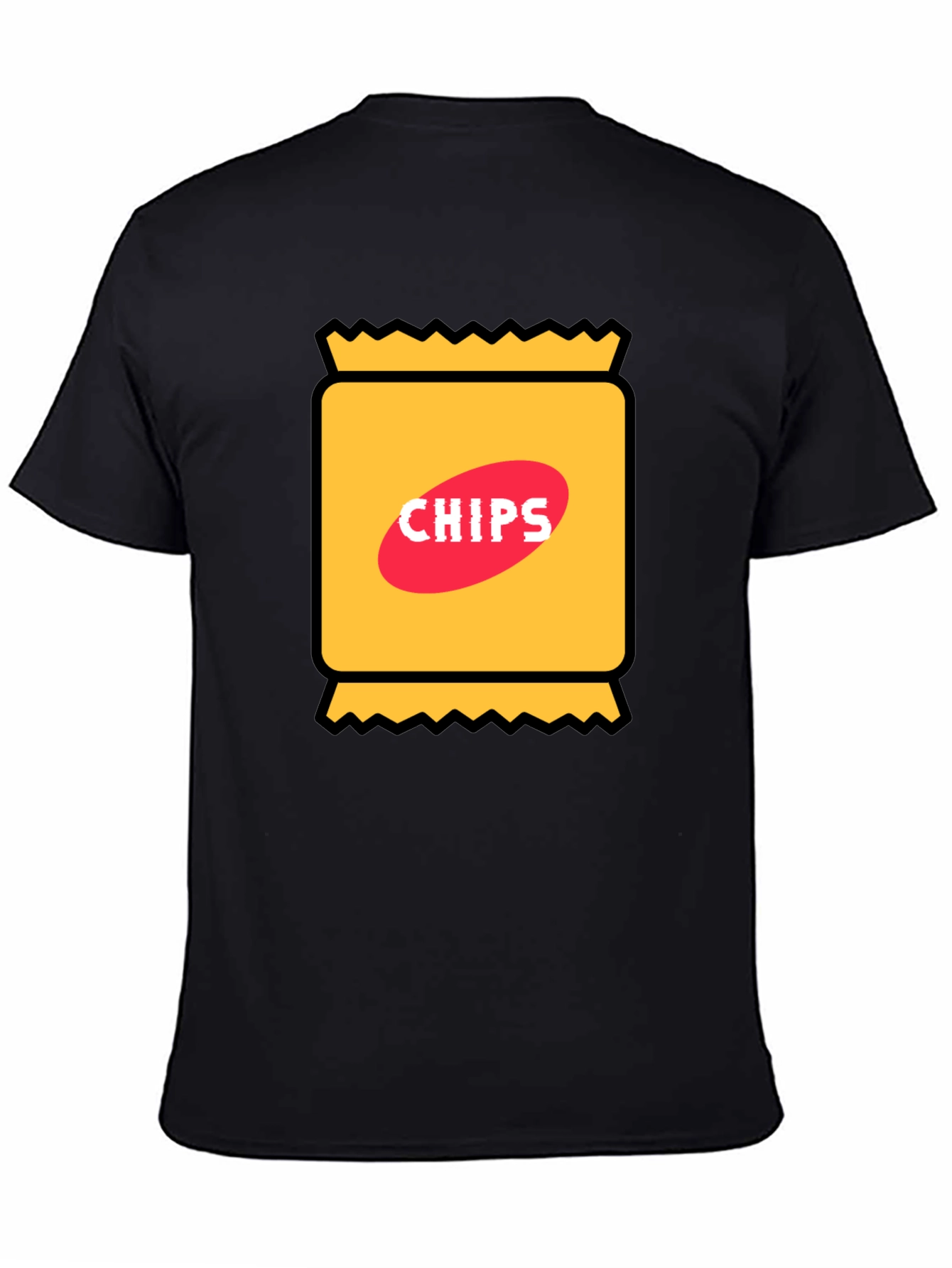 Funny Chips Graphic Black T-Shirt