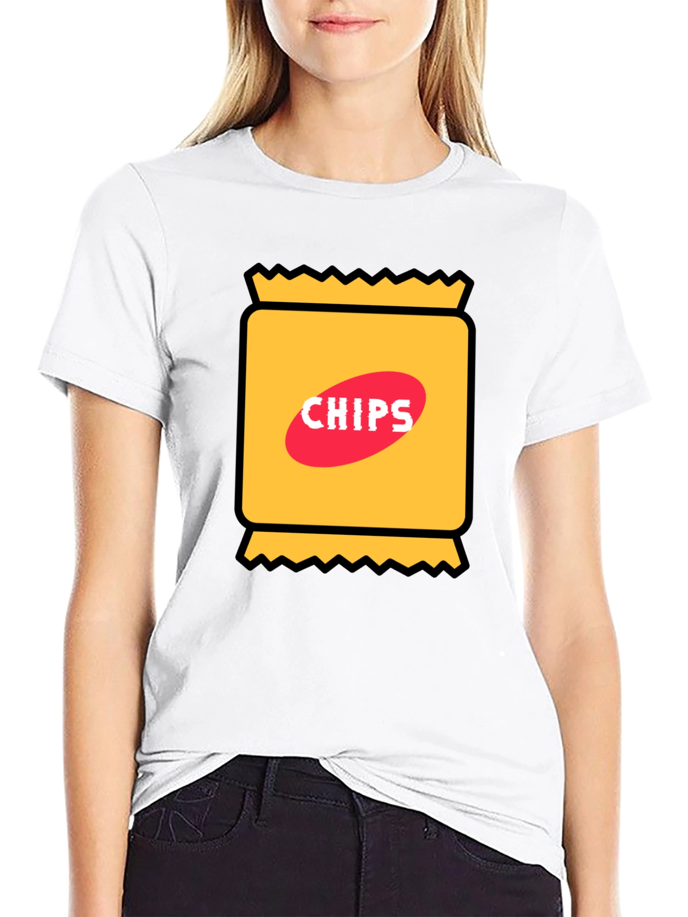 Funny Chips Graphic Black T-Shirt