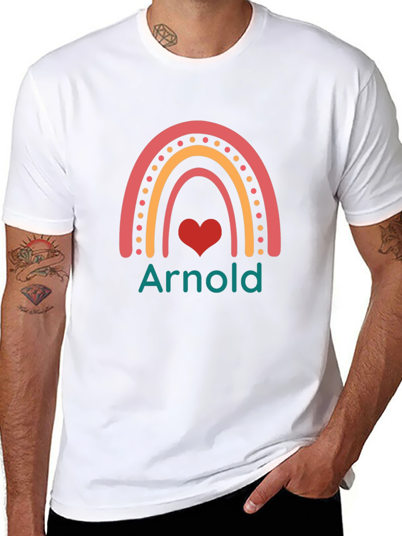 Arnold Rainbow Heart Graphic T-Shirt