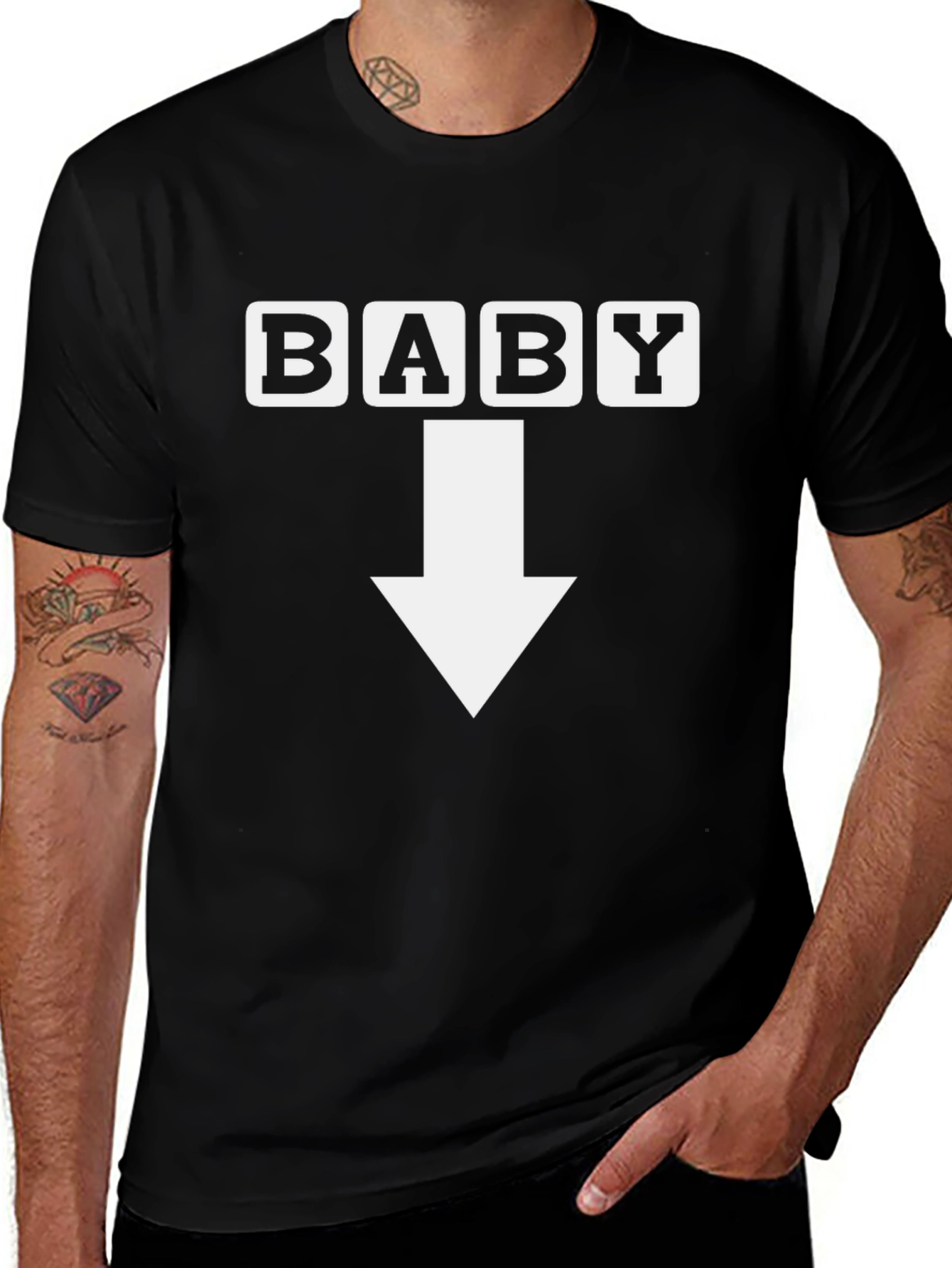 Baby Arrow Pointing Down Black T-Shirt