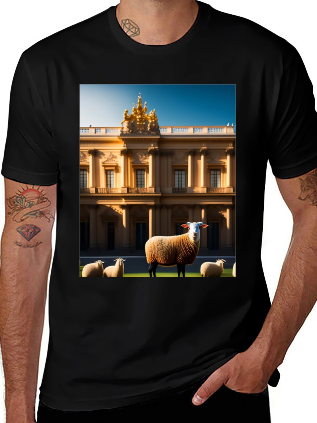 Sheep and Mansion Graphic Tee