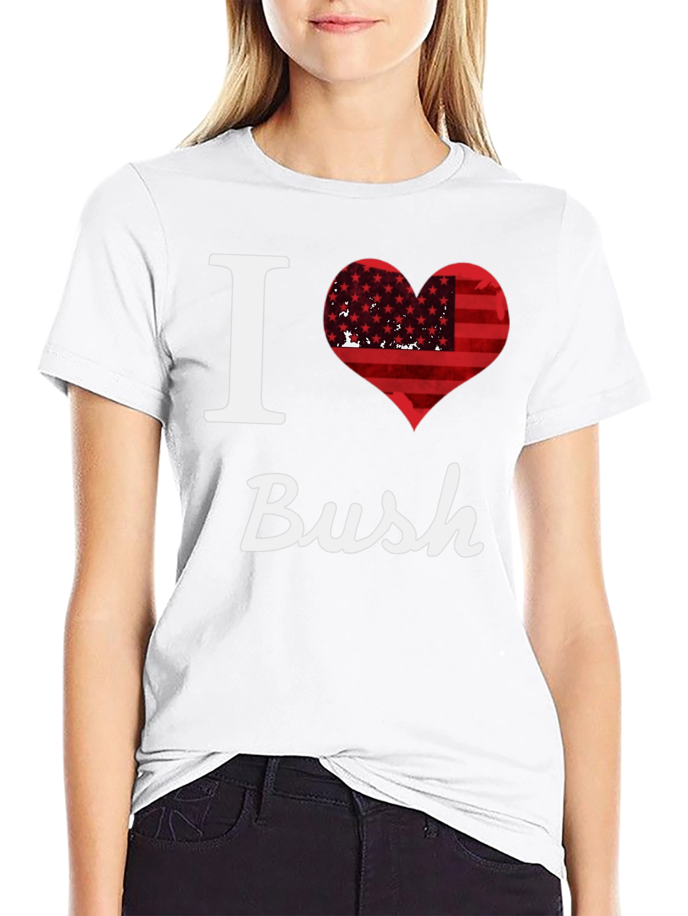 I Heart Bush T-Shirt: Patriotic American Flag Design