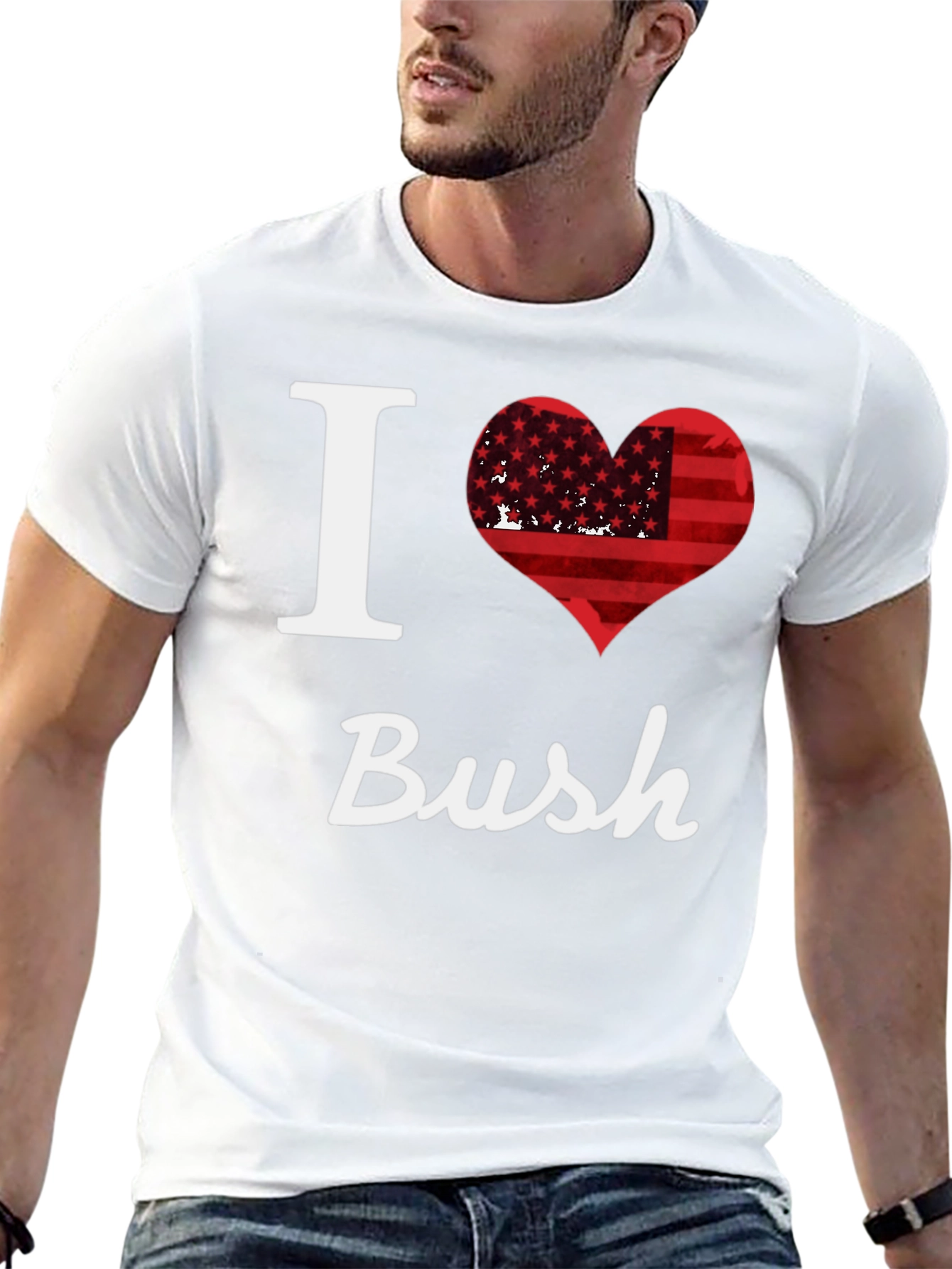 I Heart Bush T-Shirt: Patriotic American Flag Design