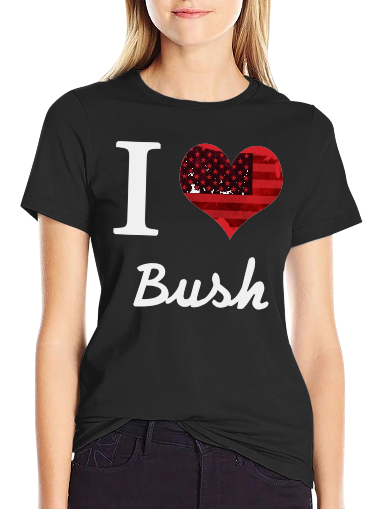 I Heart Bush T-Shirt: Patriotic American Flag Design