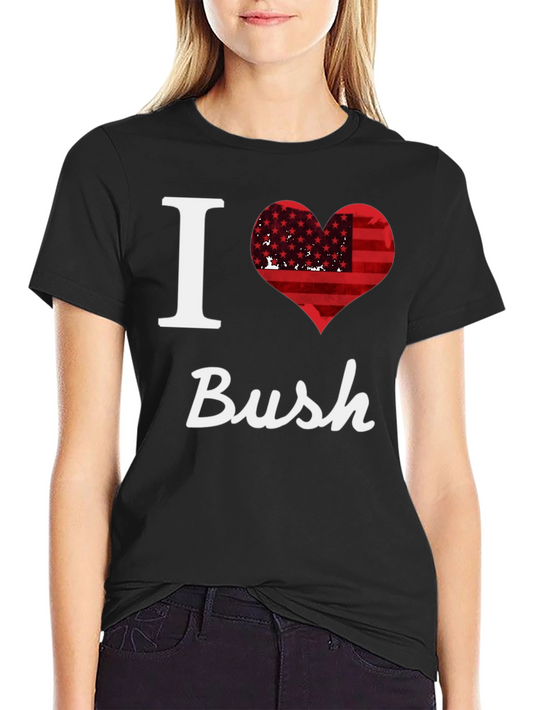 I Heart Bush T-Shirt: Patriotic American Flag Design