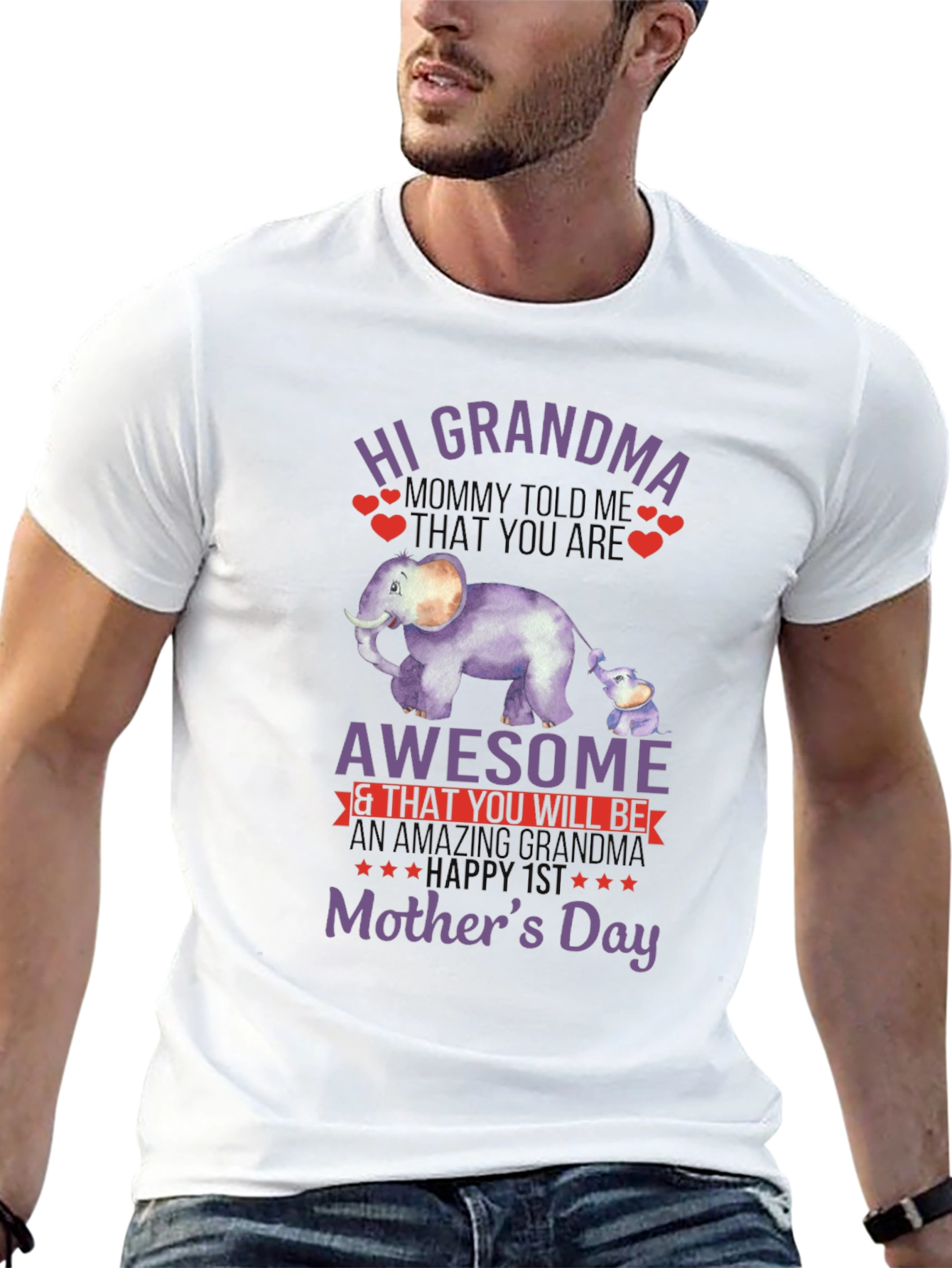 Hi Grandma Mothers Day Elephant T-Shirt