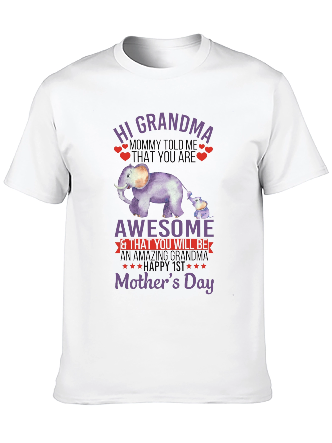 Hi Grandma Mothers Day Elephant T-Shirt