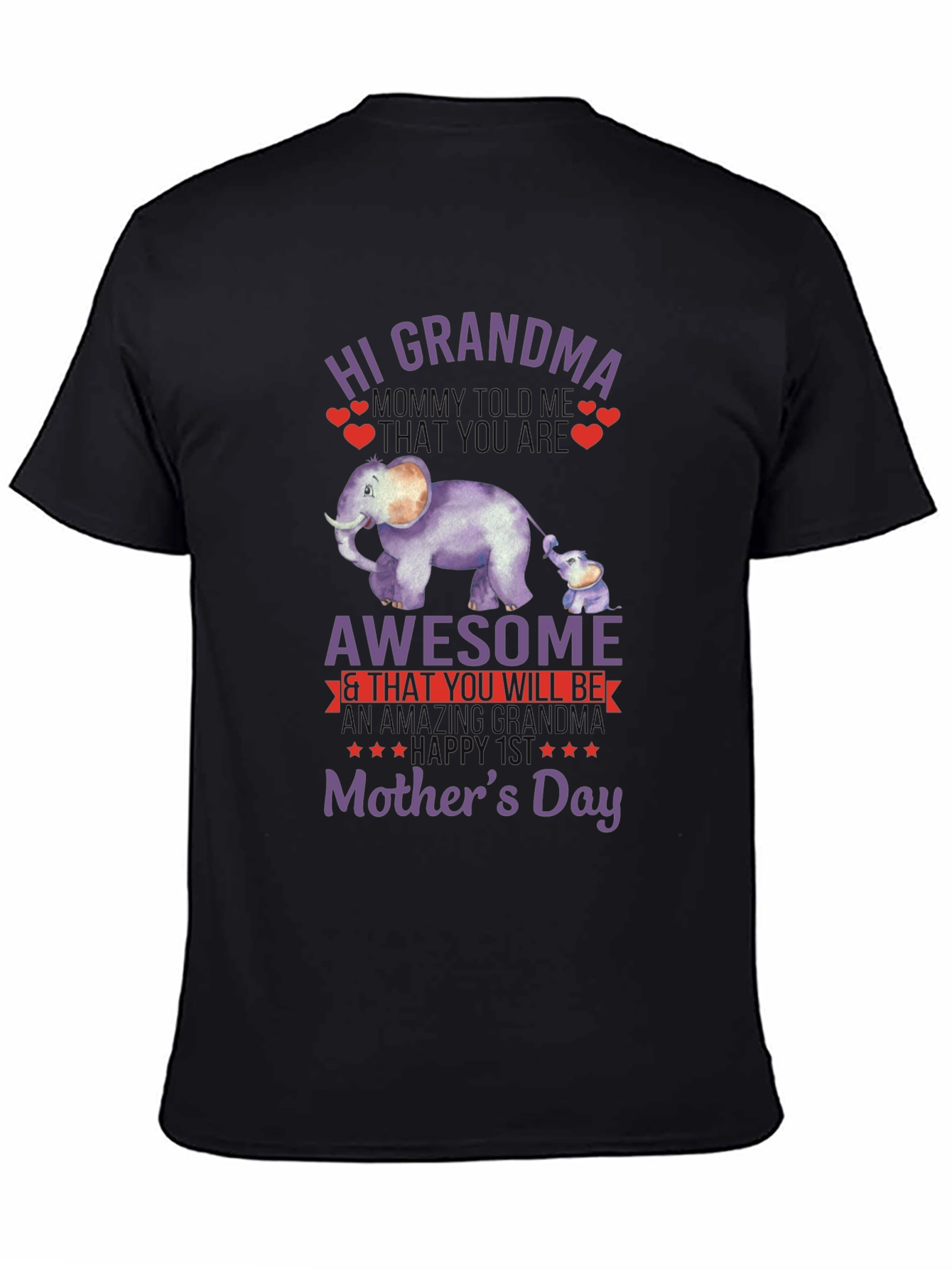 Hi Grandma Mothers Day Elephant T-Shirt