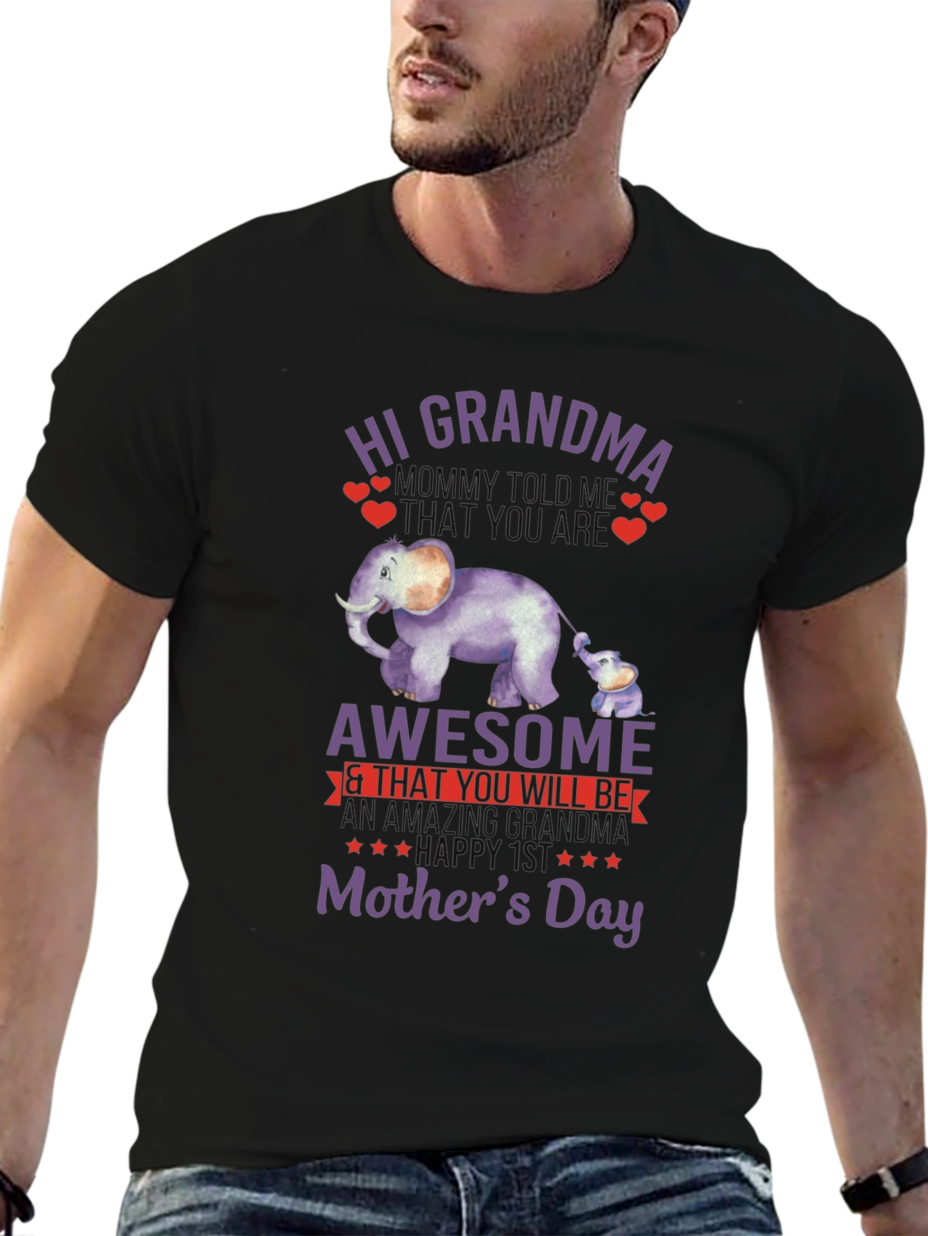 Hi Grandma Mothers Day Elephant T-Shirt
