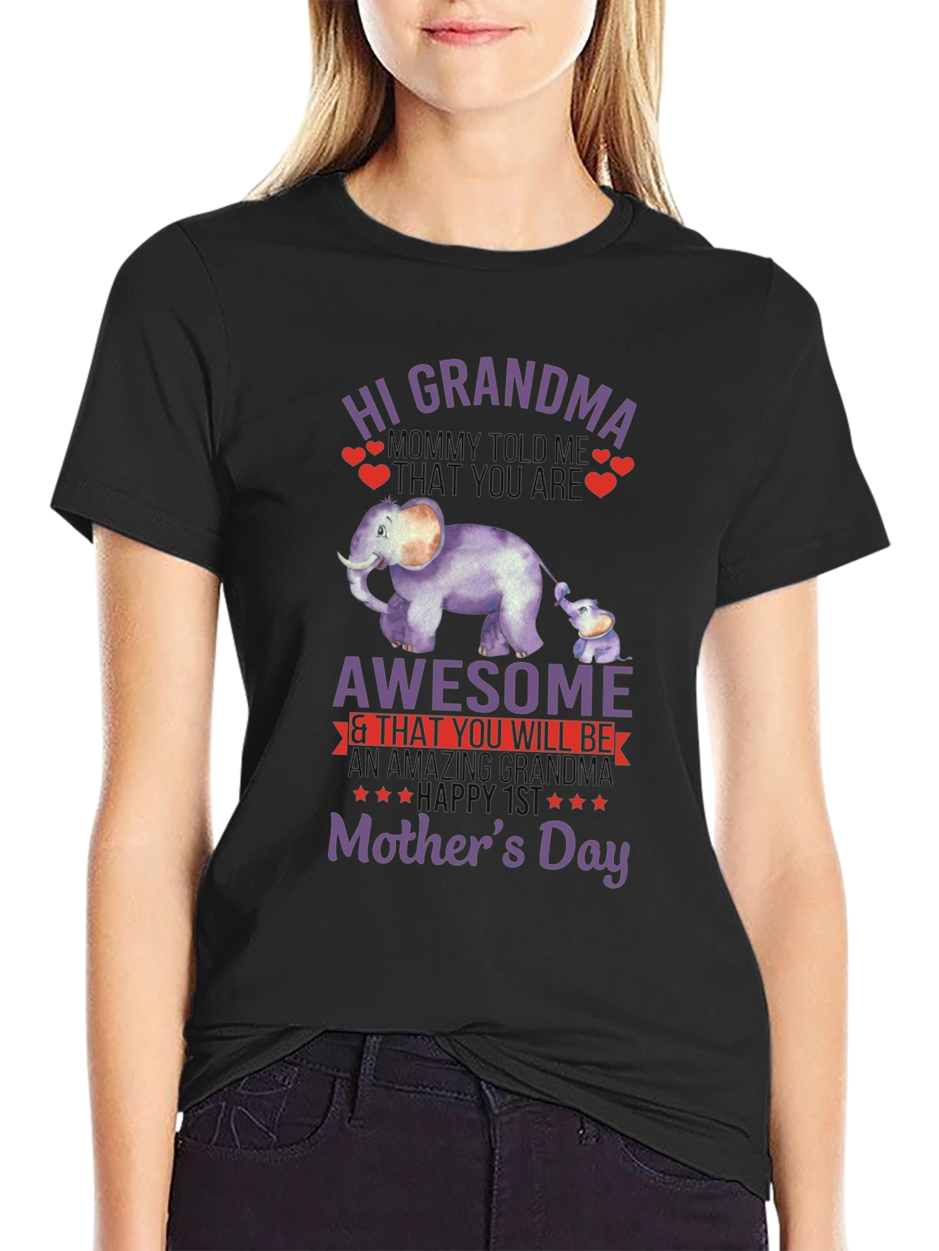 Hi Grandma Mothers Day Elephant T-Shirt