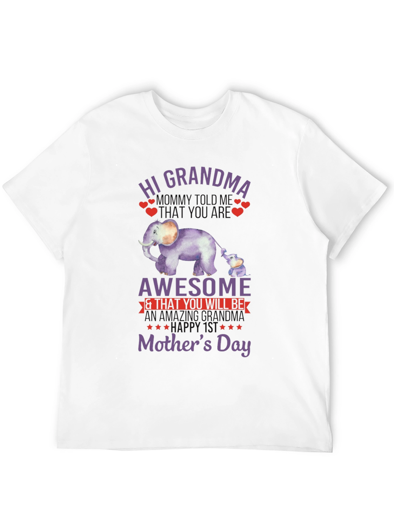 Hi Grandma Mothers Day Elephant T-Shirt