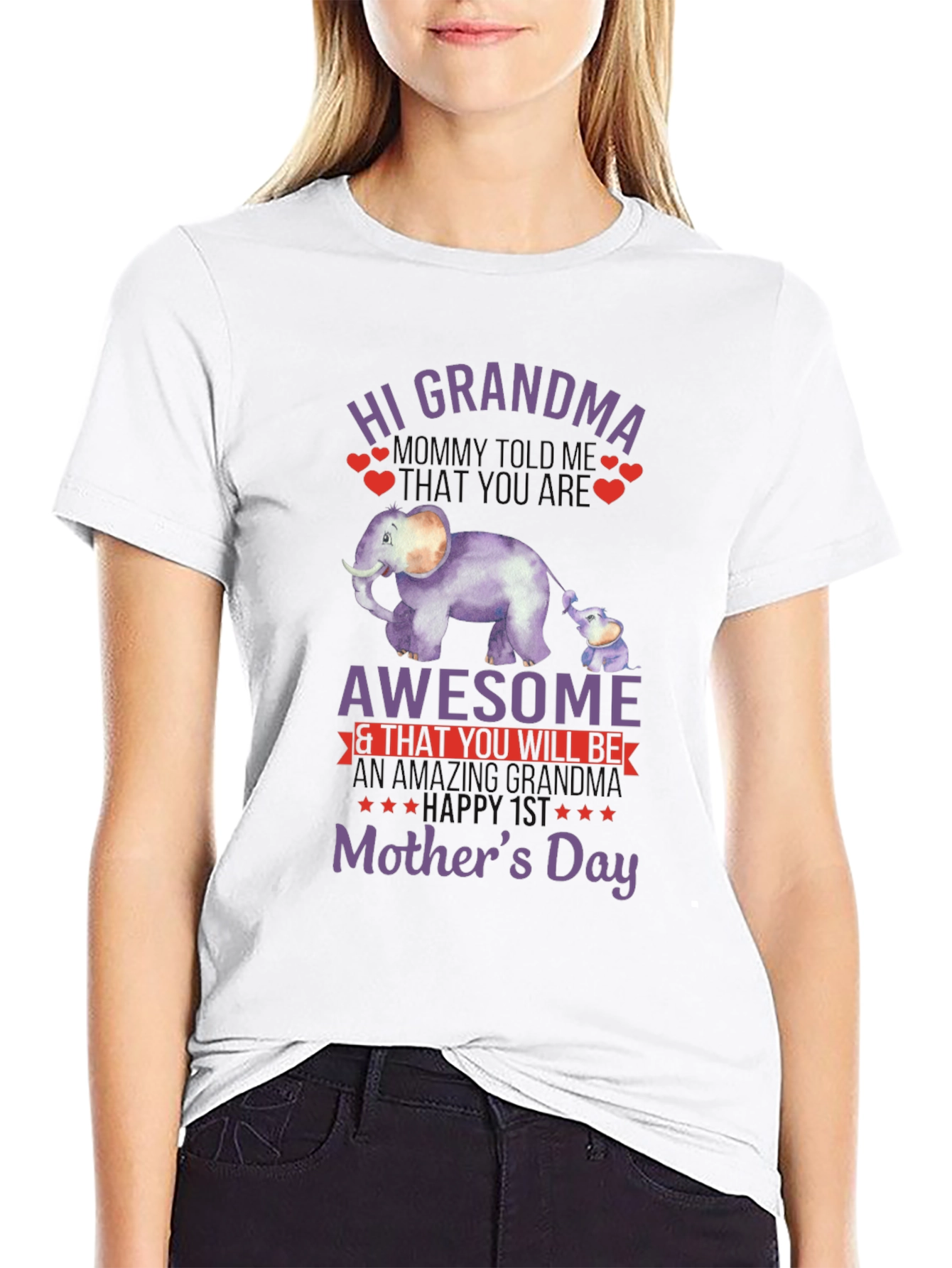 Hi Grandma Mothers Day Elephant T-Shirt