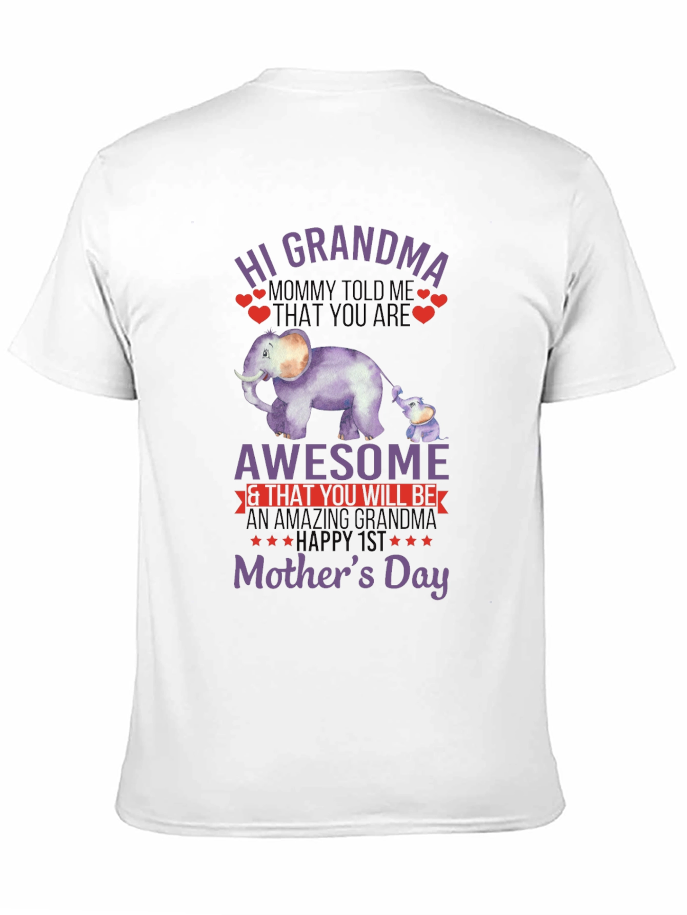 Hi Grandma Mothers Day Elephant T-Shirt