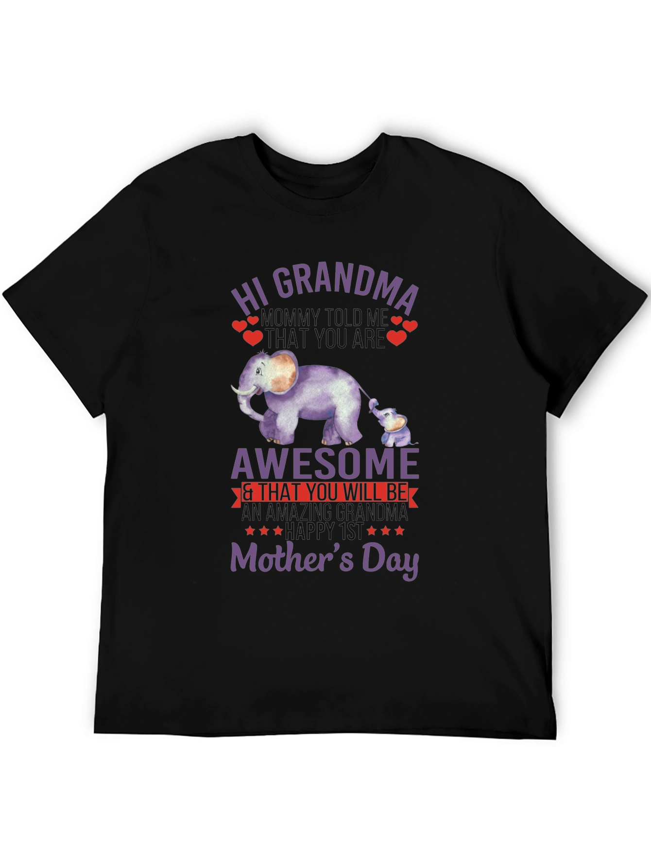 Hi Grandma Mothers Day Elephant T-Shirt