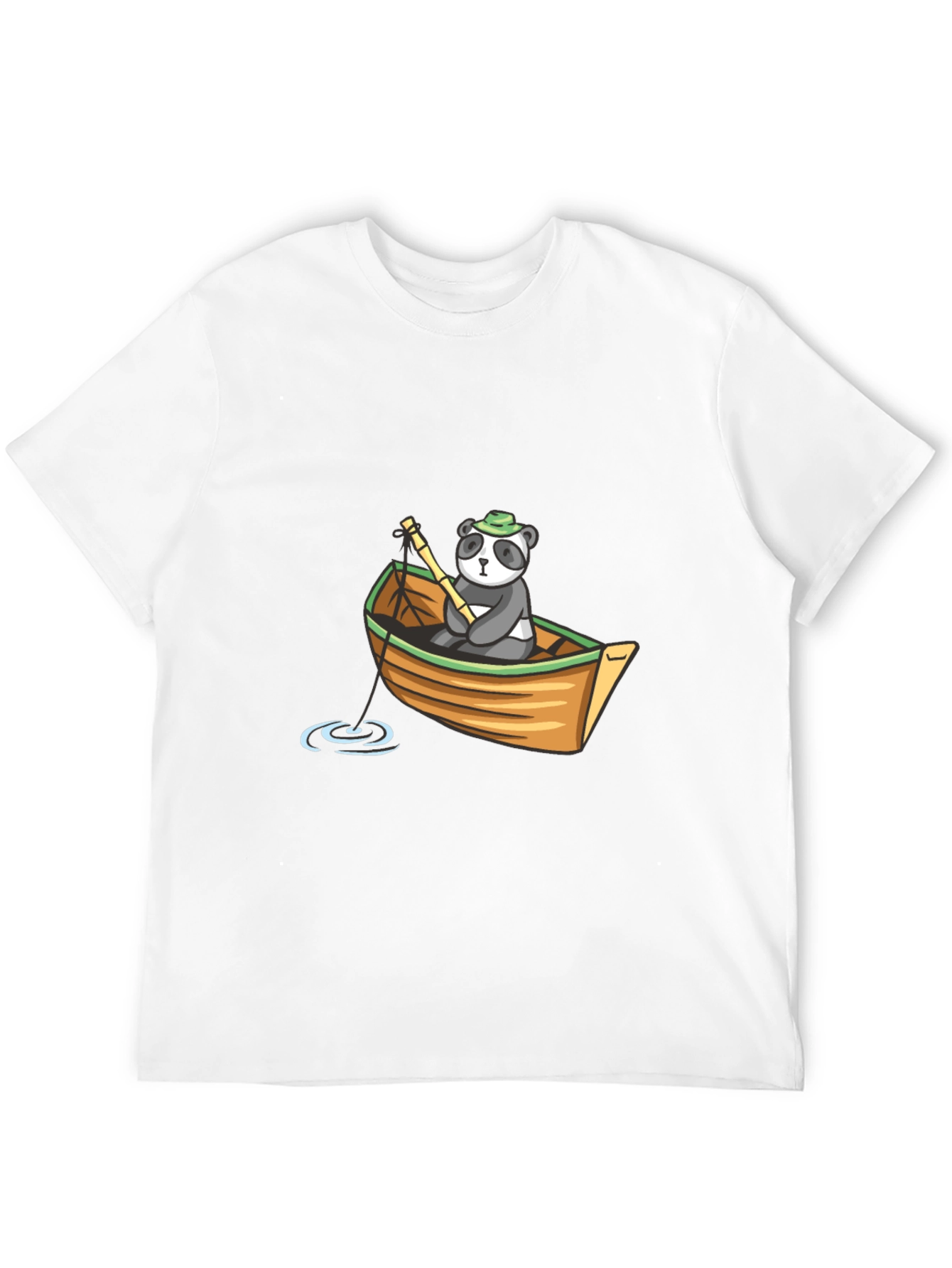 Panda Fishing Boat Graphic T-Shirt