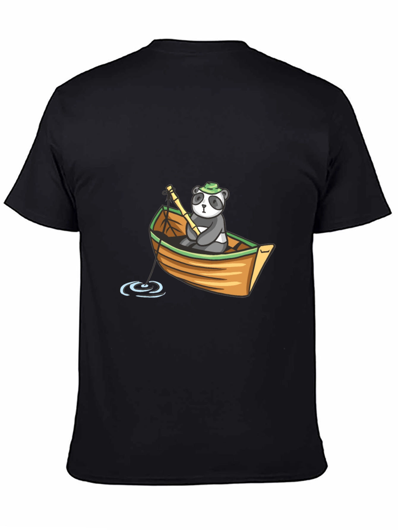 Panda Fishing Boat Graphic T-Shirt
