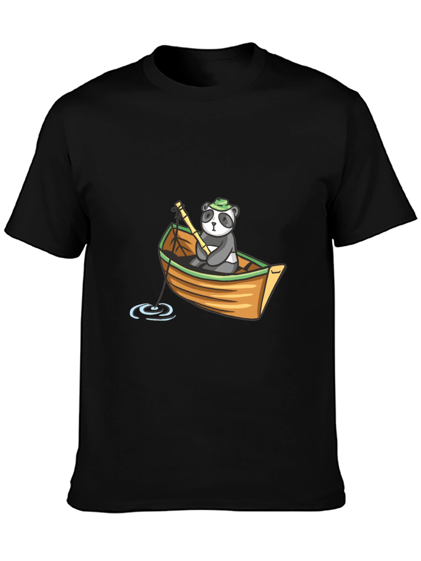 Panda Fishing Boat Graphic T-Shirt